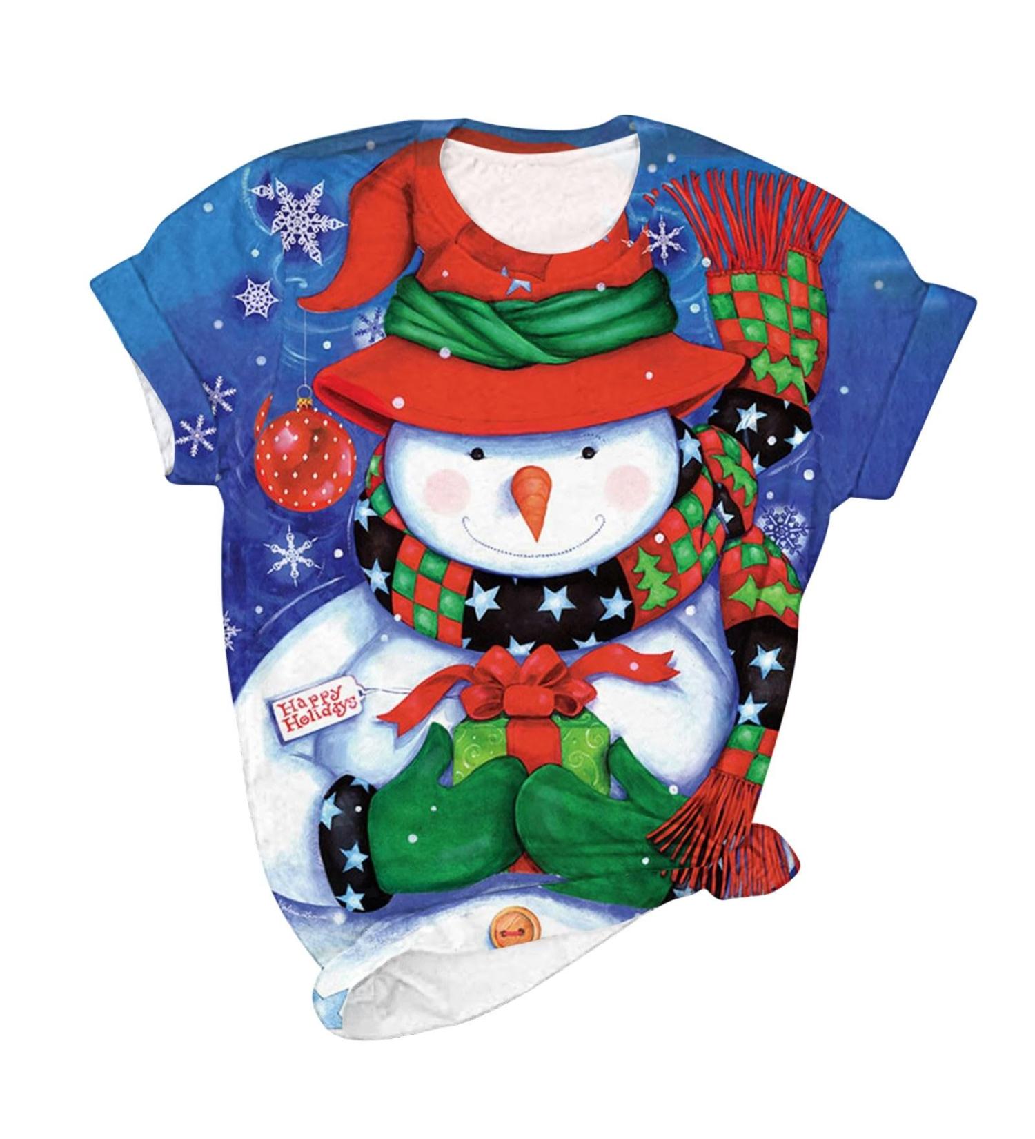 Yihaojia Christmas Shirts for Women Short Sleeve Crewneck Xmas Tee Shirt Top Funny Christmas Tree Grapgic Holiday Tops Red#100 X-Large - Buy Online on GoSupps.com