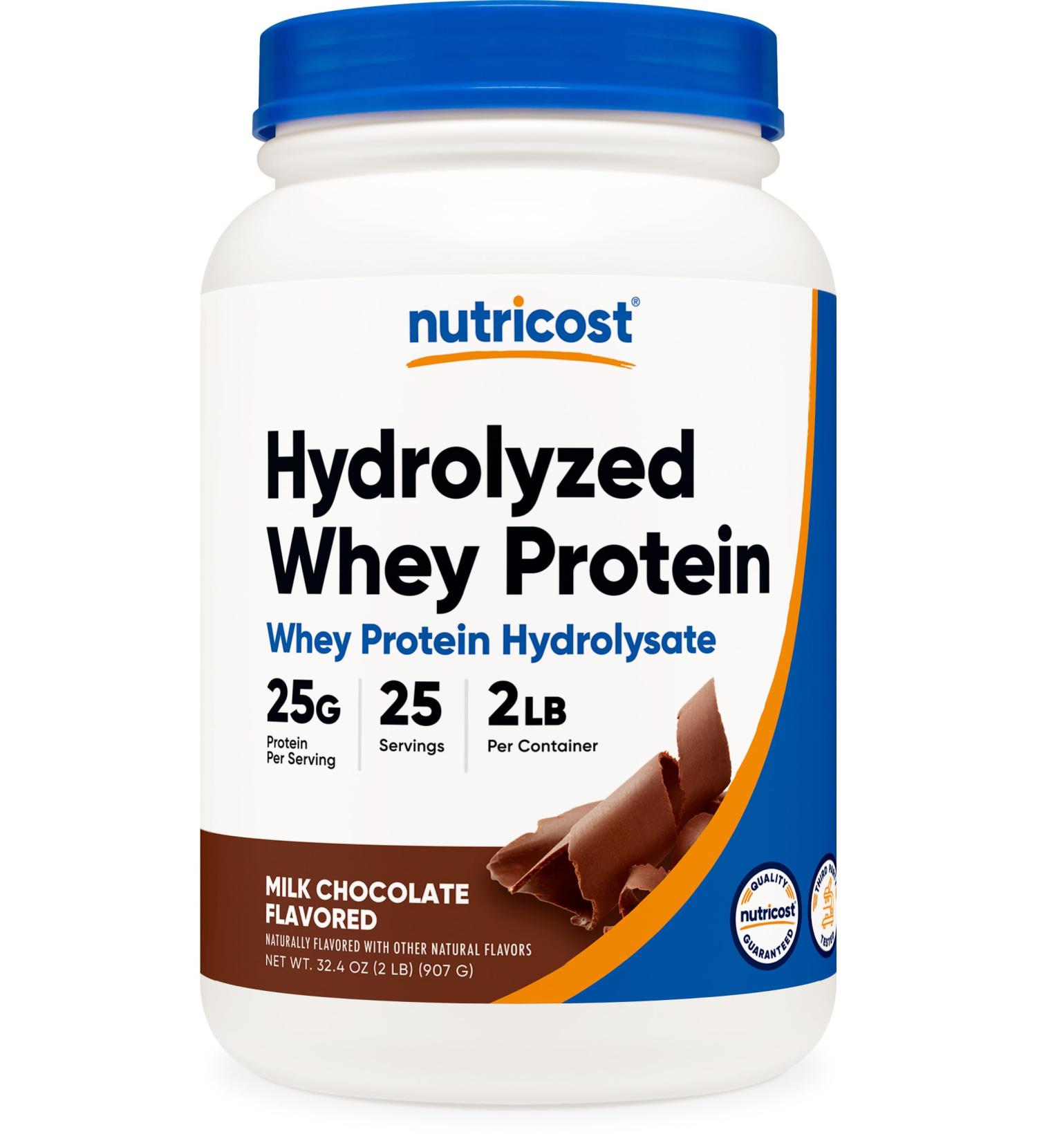 Nutricost Hydrolyzed Whey Protein Powder (Chocolate) 2 LBS - Whey Protein Hydrolysate 25g of Protein GMO-Free Gluten-Free - Buy Online on GoSupps.com