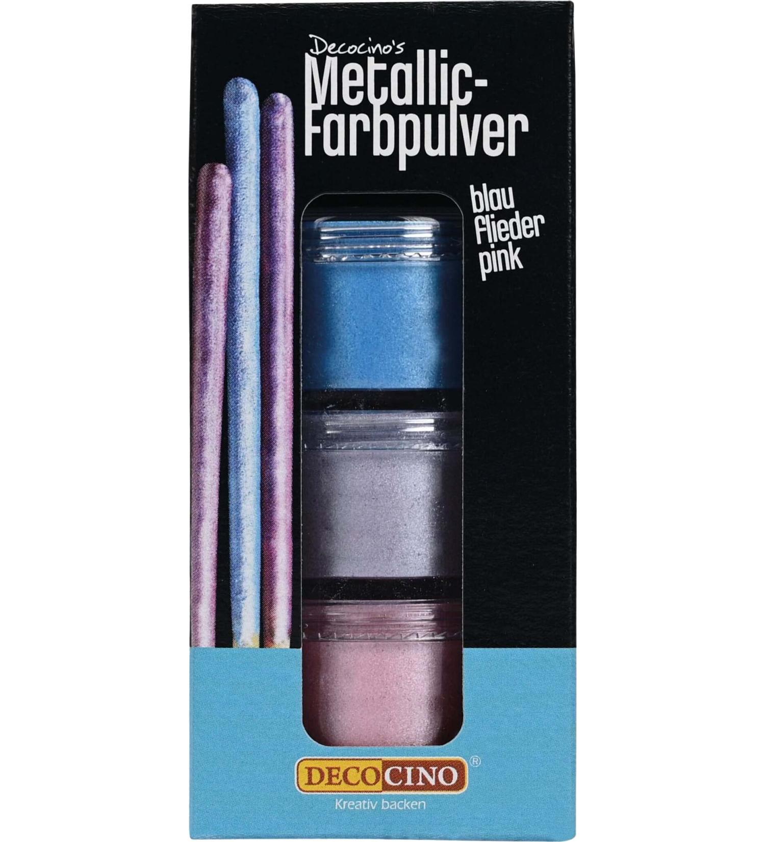 Decocino Metallic Color Pastel - Blue Lilac Pink Food Color Powder | Fondant-Compatible Glitter for Cake Decoration - Buy Online on GoSupps.com