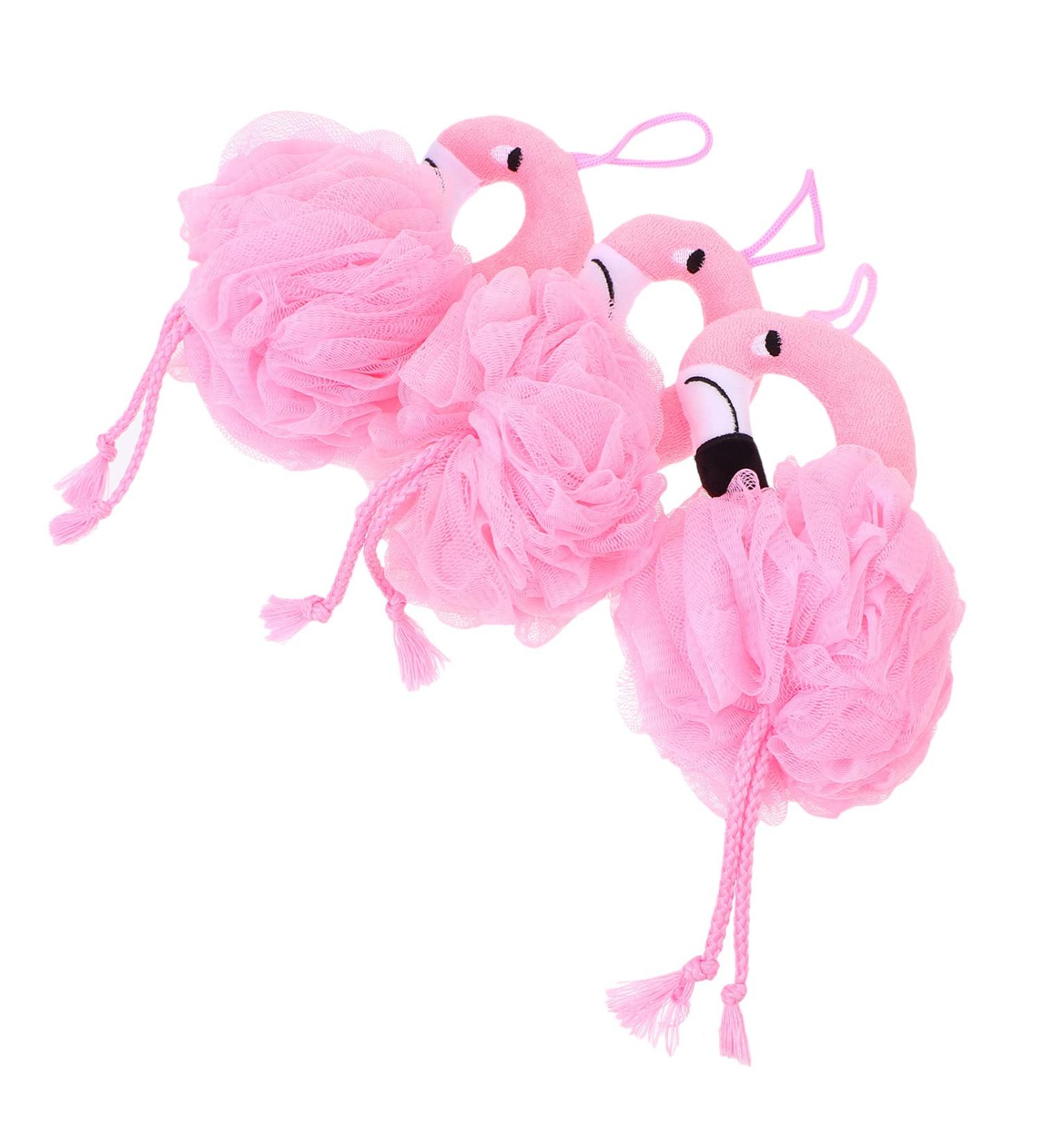 Lurrose 3Pcs Cartoon Flamingo Bath Sponge Loofahs - Fun Body Scrub Mesh Balls for Kids & Hotel Showers - Buy Online on GoSupps.com