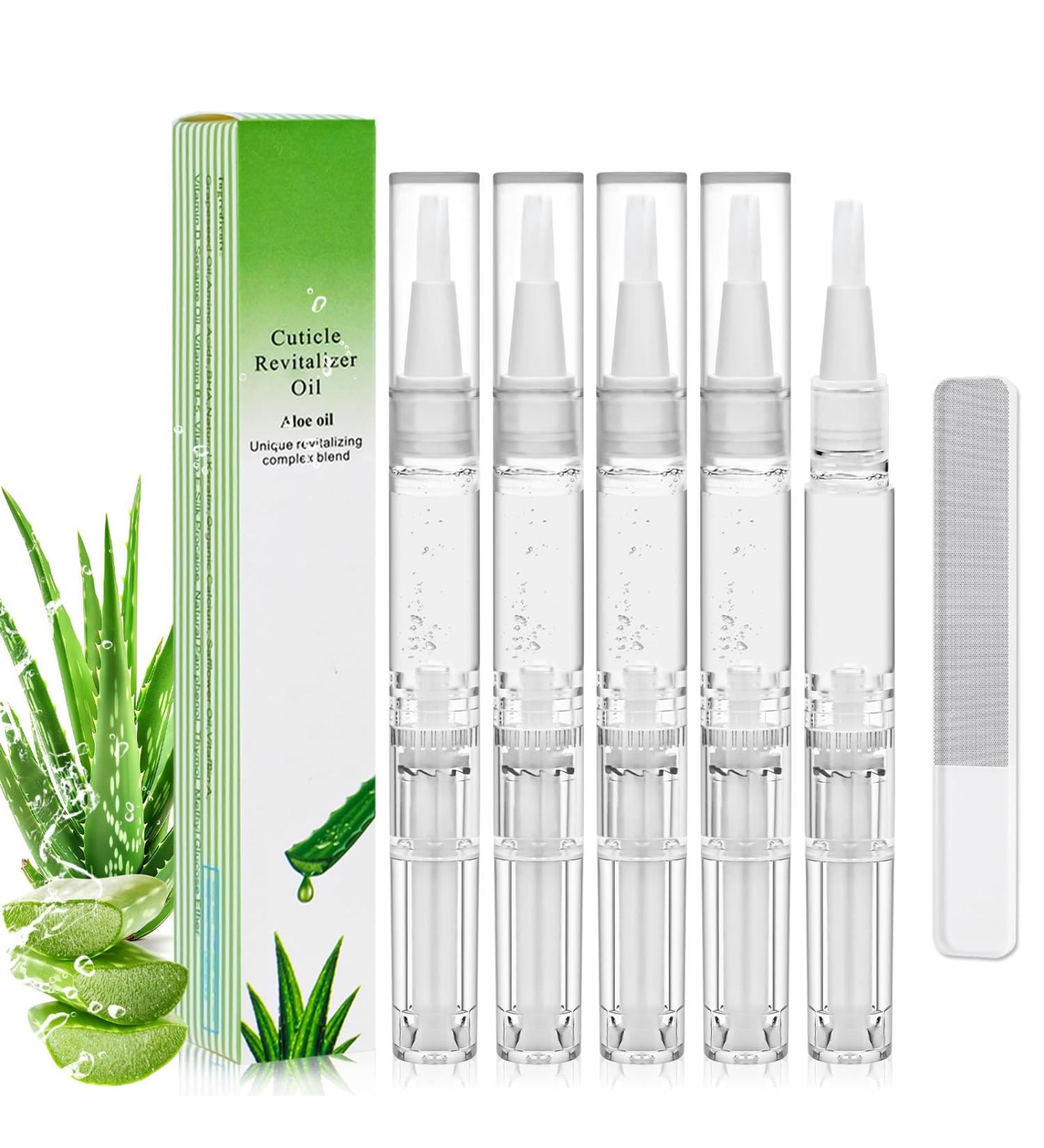 Kuvarix Nail Care Pen 5 pieces nail care pen with glass nail file with tea tree oil aloe vera and vitamin E for moisturizing strengthening and whitening nail care - Buy Online on GoSupps.com