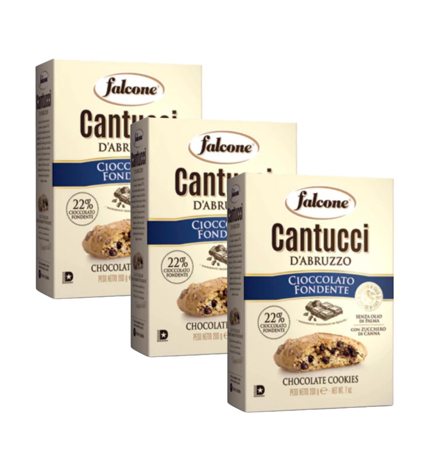 Falcone Cantucci - Dark Chocolate 200g Pack of 3 - Cioccolato Fondente Cantuccini Biscotti - Buy Online on GoSupps.com