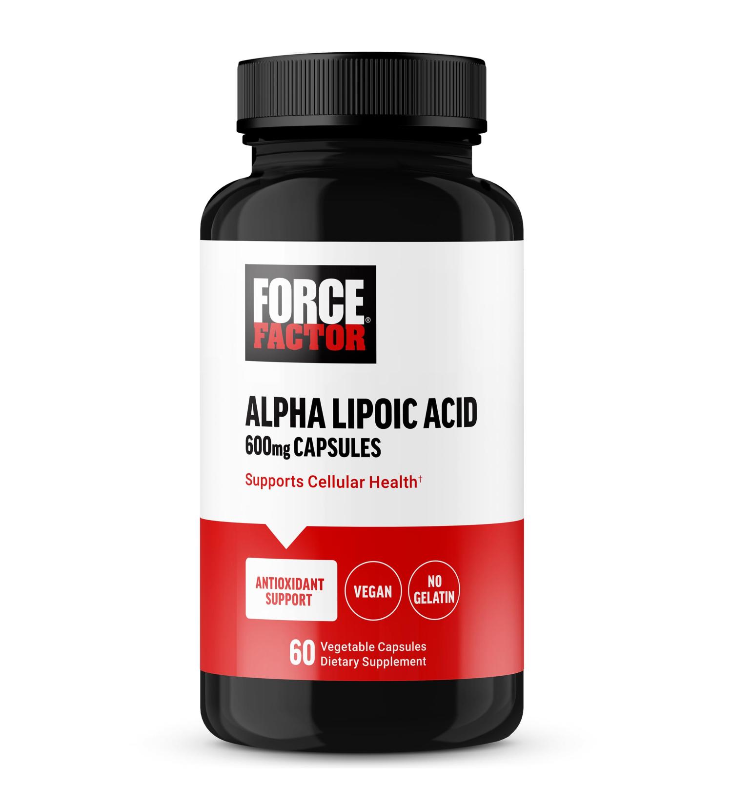 Buy FORCE FACTOR Alpha Lipoic Acid 600mg - Vegan Antioxidant Supplement for Cardiovascular & Cellular Health - 60 Vegetable Capsules - Buy Online on GoSupps.com
