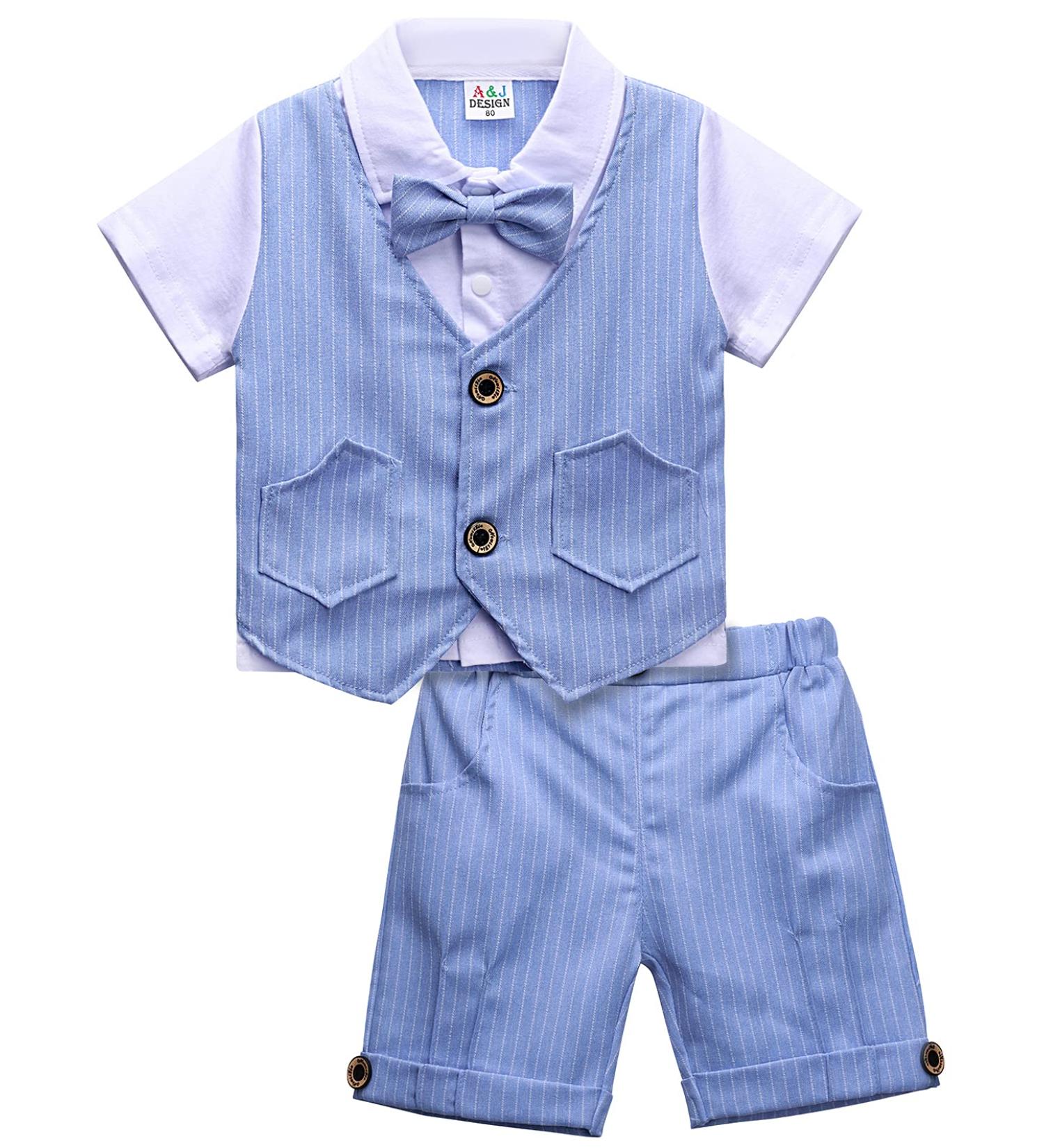 Mint Green Baby Boys Gentleman Suit Set | Short Sleeve Top with Pants | 12-18 Months | 0-5 Years - Buy Online on GoSupps.com