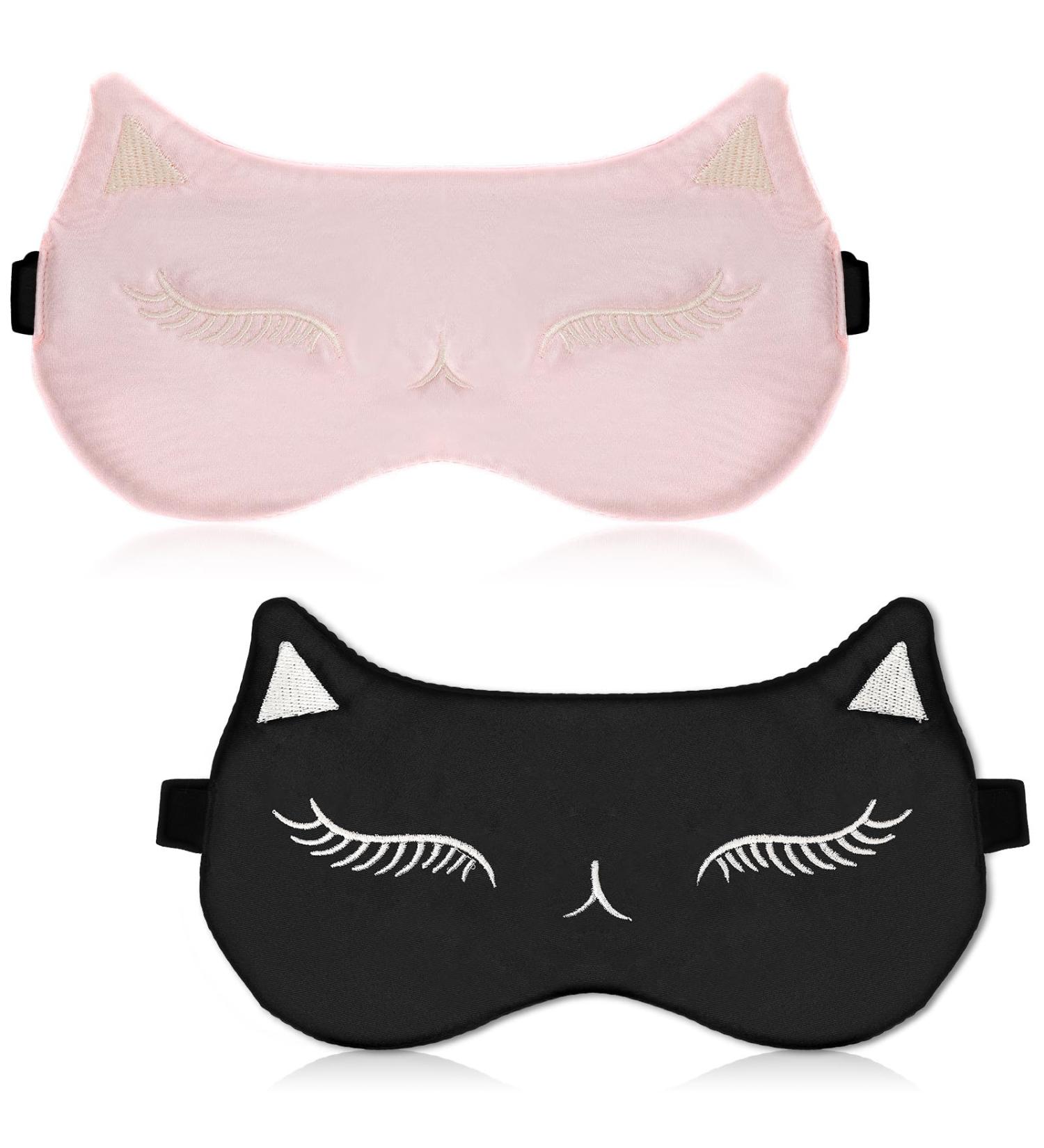 Buy Cat Silk Sleep Mask - 2 Pack Cute Satin Eye Masks for Kids Adjustable Blindfold for Girls & Boys - Perfect for Sleep & Party Games - Buy Online on GoSupps.com