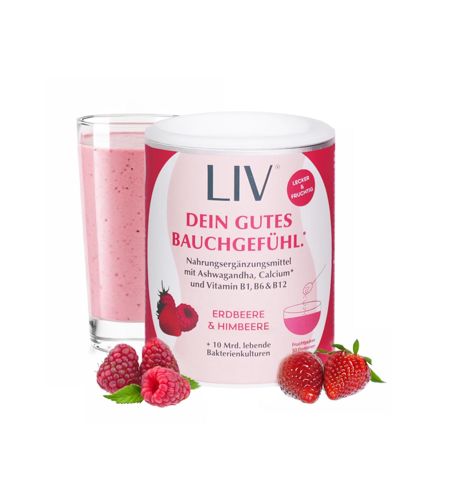 LIV Darmkur Probiotika & Prebiotika - Ashwagandha KSM-66 10 Billion Cultures Fiber & B Vitamins for Intestinal Health | International Shipping Available - Buy Online on GoSupps.com