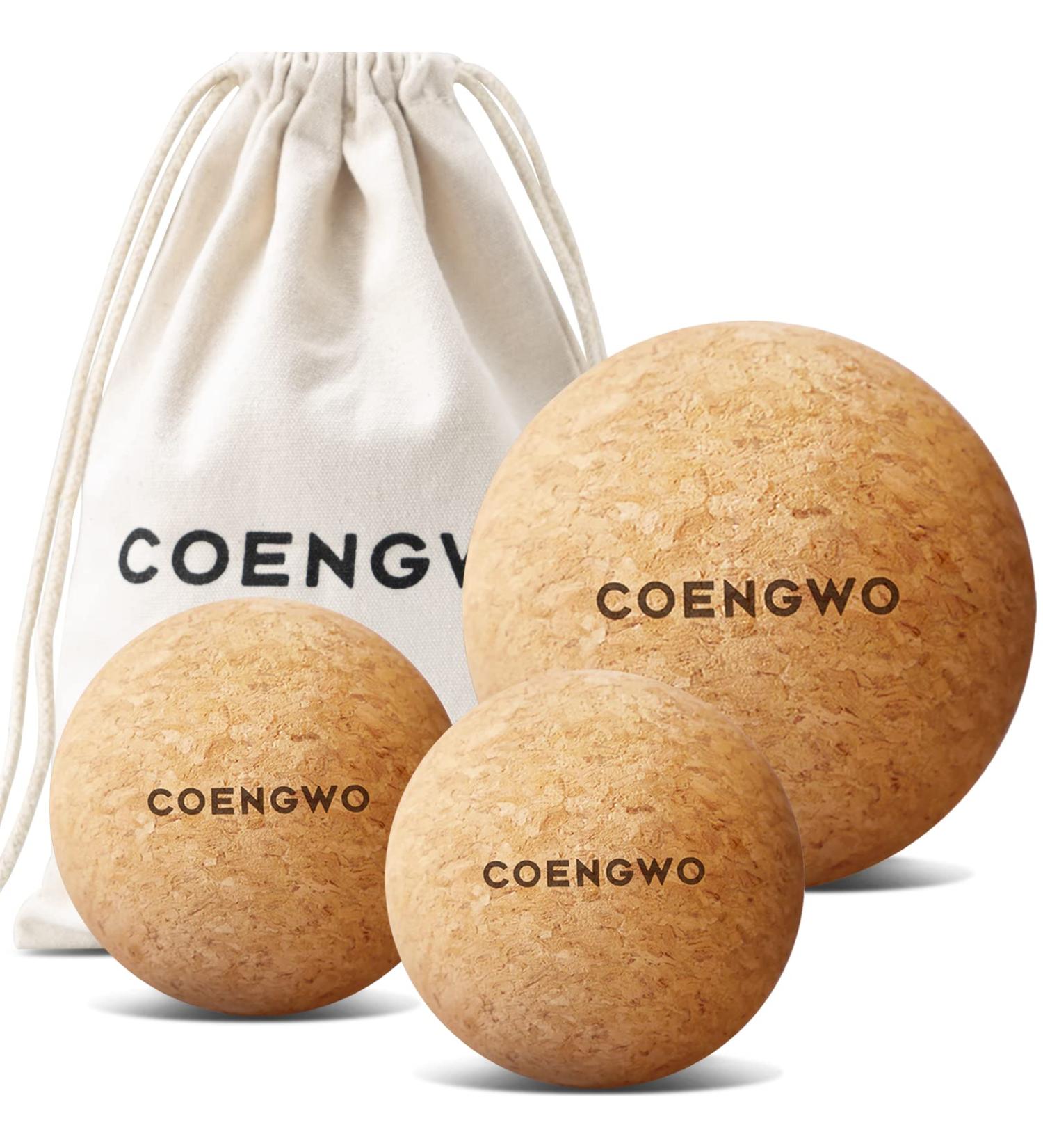 COENGWO Cork Massage Ball Set - Myofascial Release & Trigger Point Therapy Kit with Carry Bag - 3 Balls for Muscle Knots & Deep Tissue Relief - Buy Online on GoSupps.com