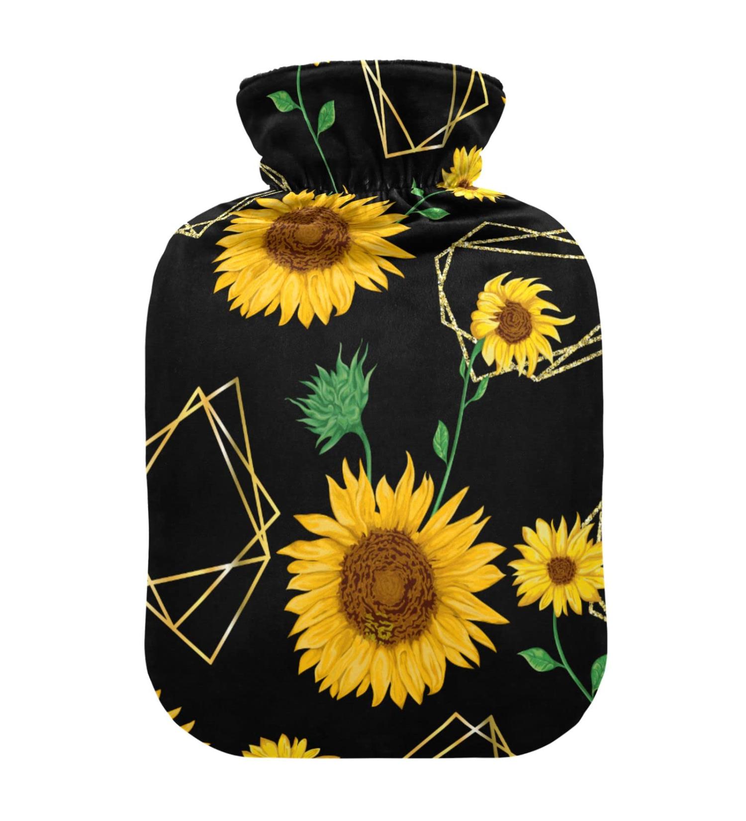 Golden Sunflower Watercolor Heat Bottles | 2L Hot Water Bag for Pain Relief | Ideal for Children & Adults - Buy Online on GoSupps.com