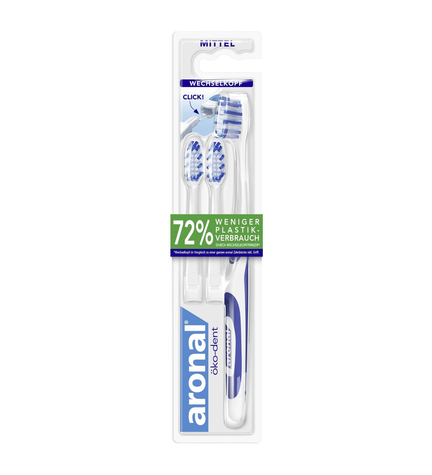Aronal ko-Dent Medium Toothbrush Set - 1x Toothbrush & 2x AC-Hand Interchangeable Heads for Easy Replacement - Eco-Friendly Oral Care - Buy Online on GoSupps.com