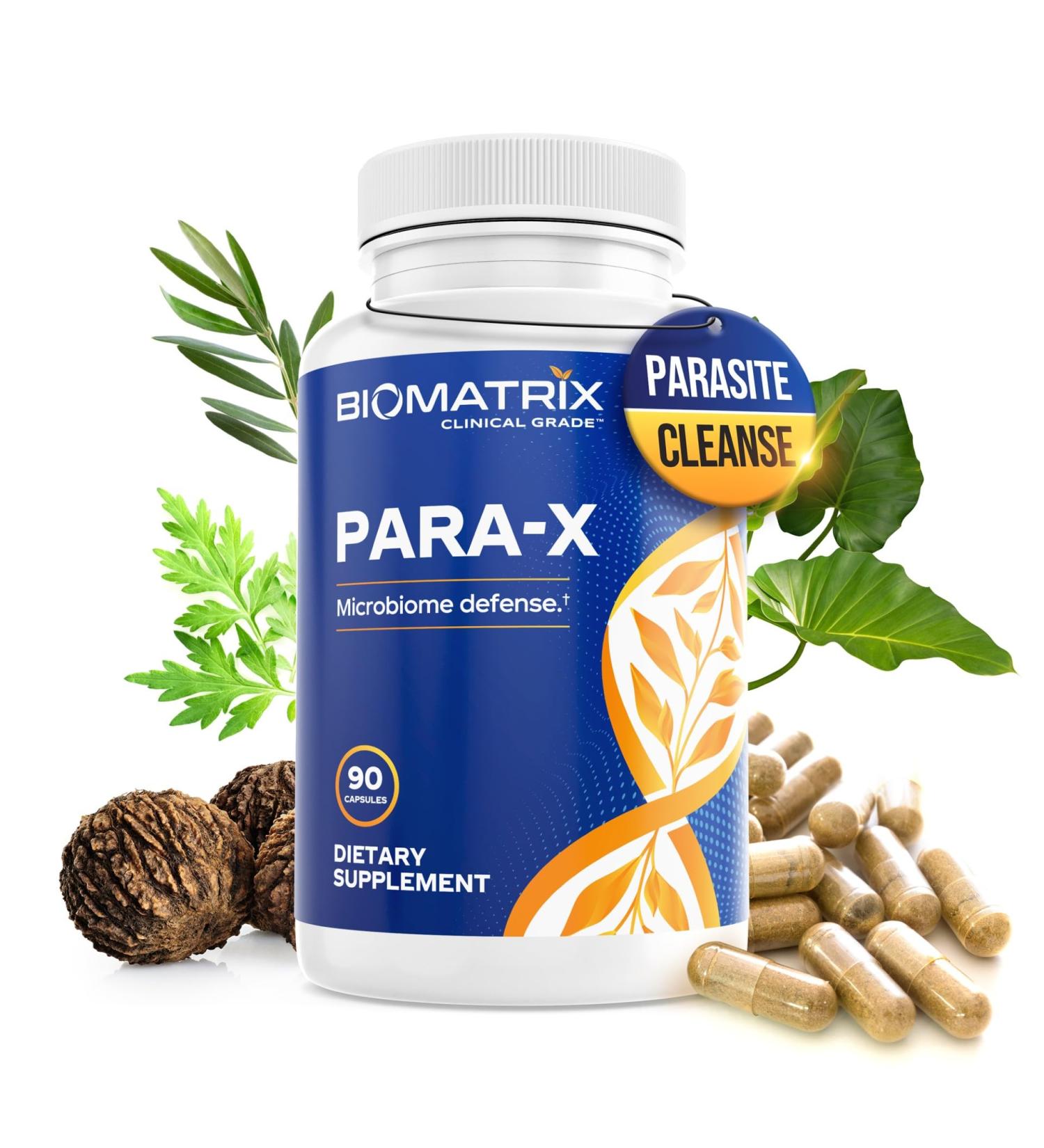BioMatrix para-X Digestive Cleanse Supplement Herbal Formula Wormwood Berberine Black Walnut Artemisinin Olive Leaf for Humans | 30-60 Day Supply | 90 Veggie Caps - Buy Online on GoSupps.com