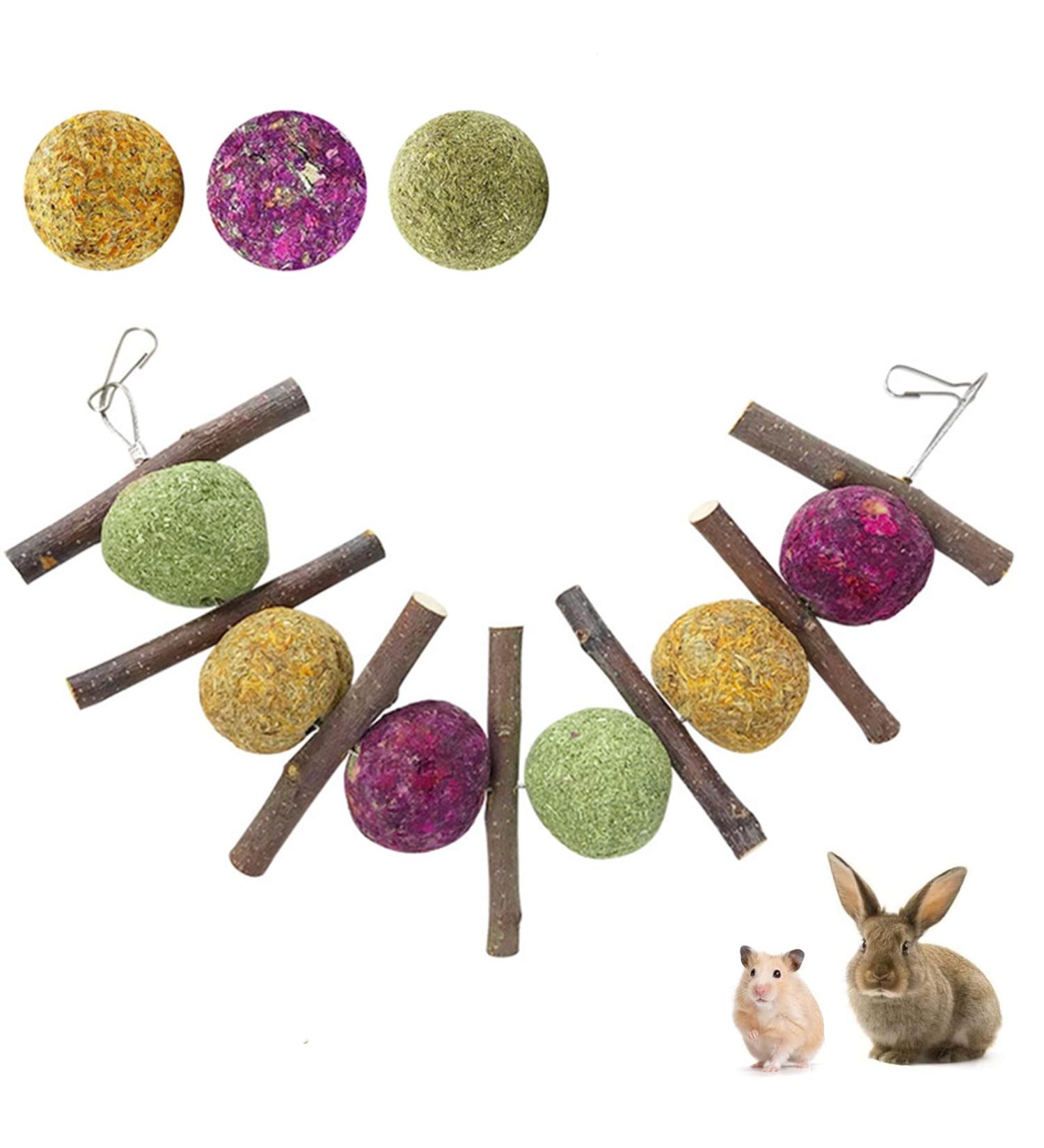GNCLOUD Rabbit Toys: Apple Stick, Rose & Grass Ball - Hanging Boredom Breaker Treats for Hamsters, Chinchillas, Guinea Pigs, Gerbils - 1pc - Buy Online on GoSupps.com
