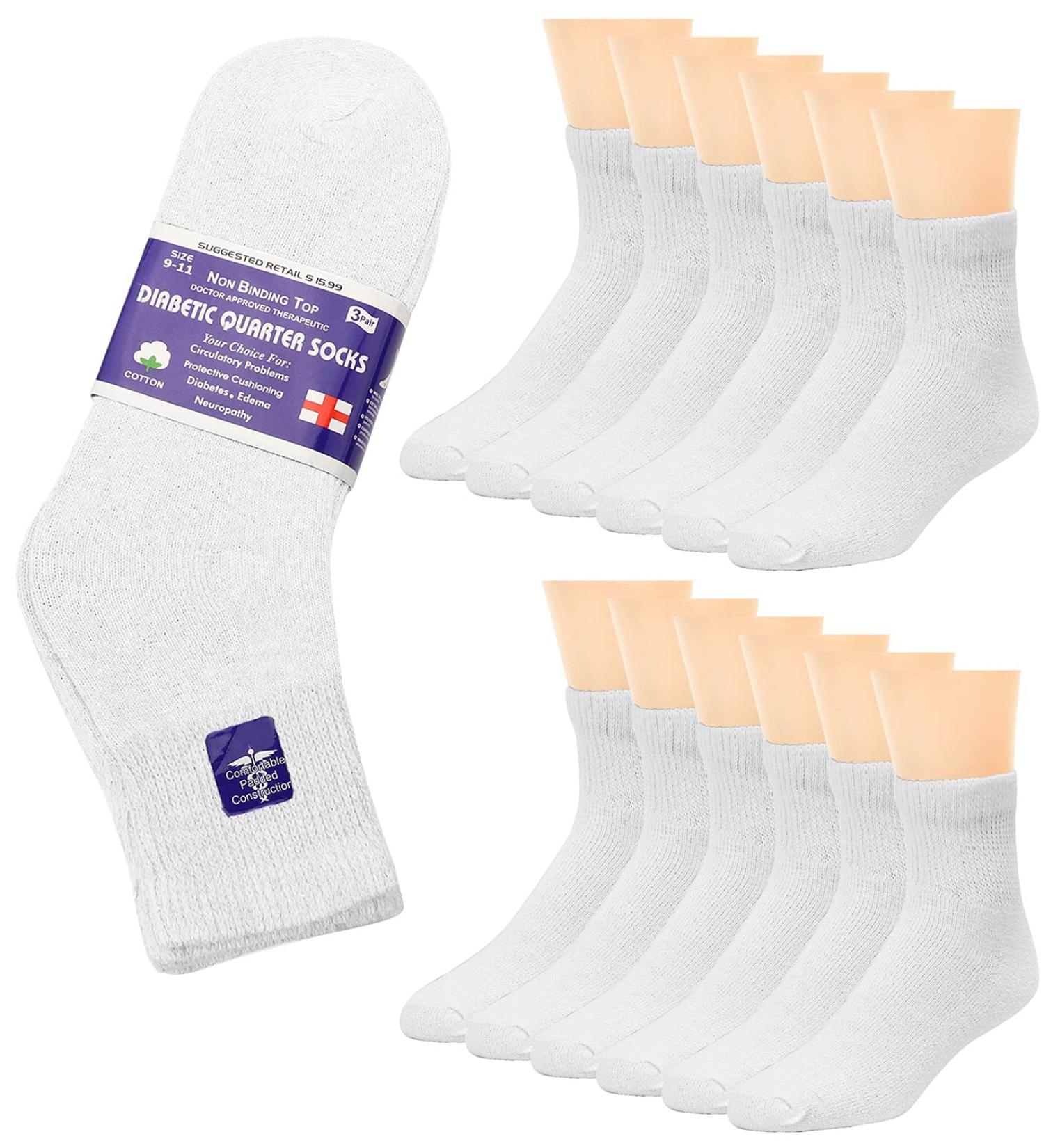 12-Pack Diabetic Socks Quarter Ankle Unisex Physicians Approved (Size 10-13) - White - Buy Online on GoSupps.com
