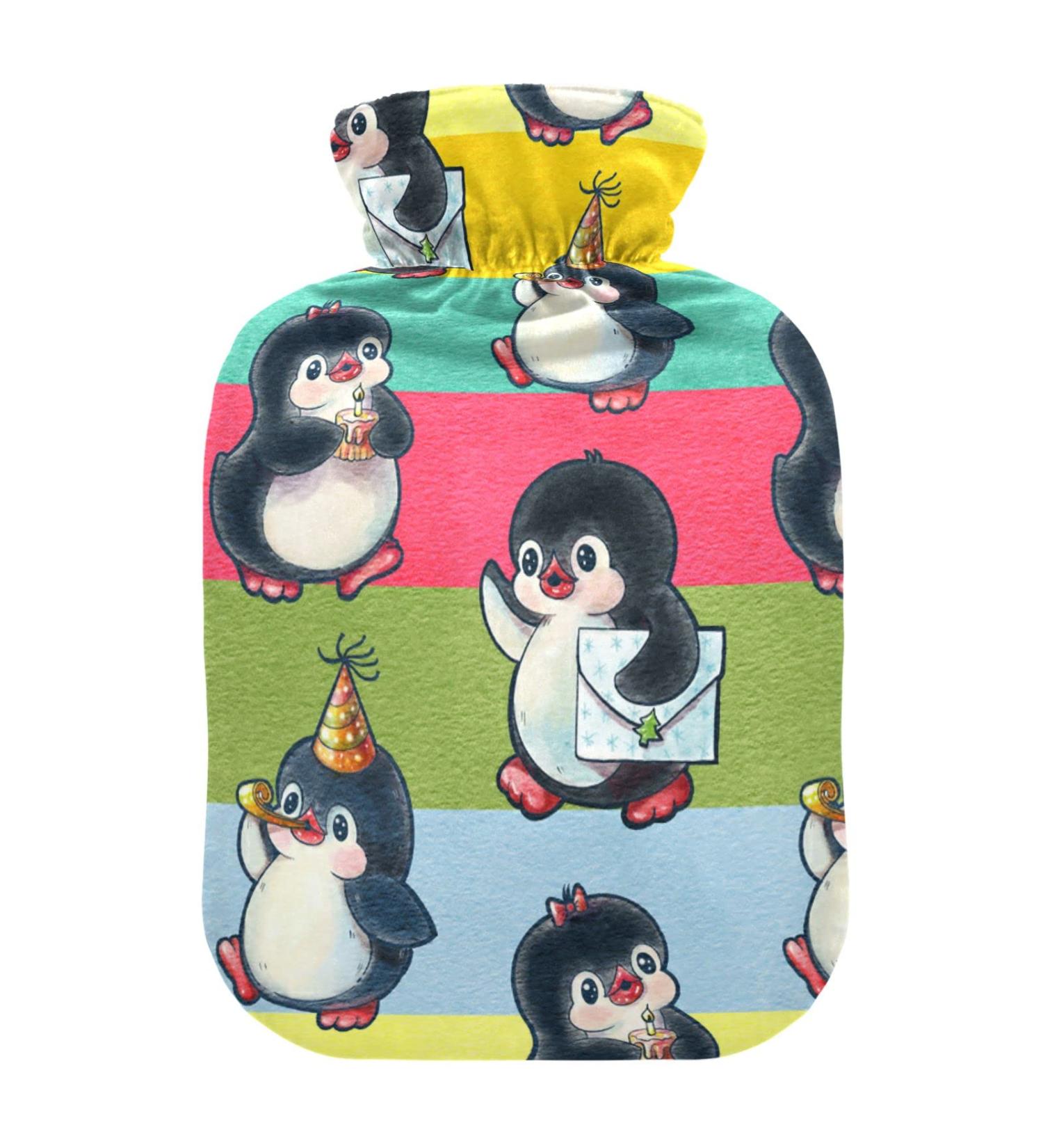 Cute Penguin Hot Water Bottle with Cover - 2L Pain Relief & Hand Warmer | Ideal Birthday Gift - Buy Online on GoSupps.com