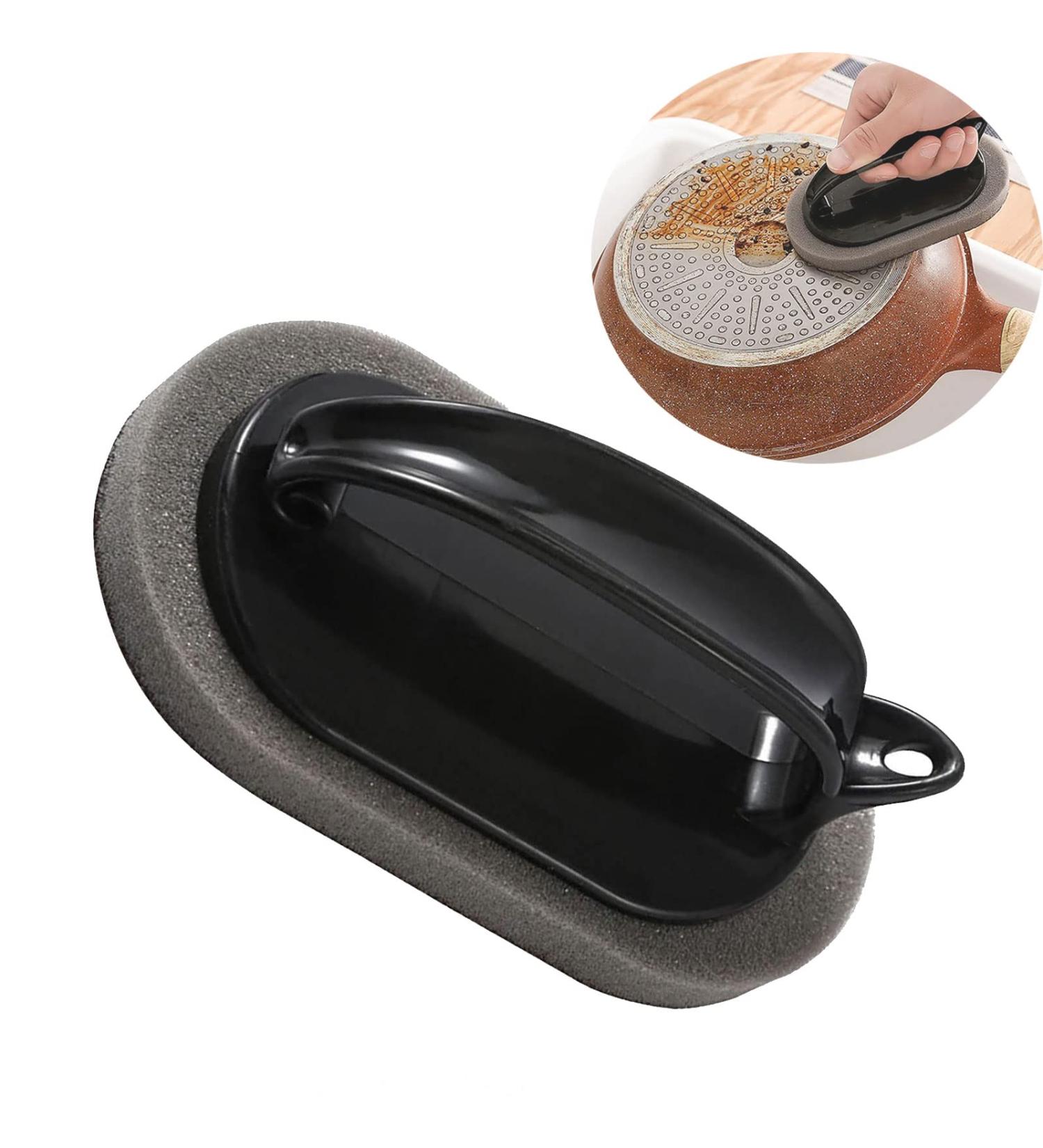 Emery Sponge Kitchen Pot Brush with Handle Kitchen Washing Cleaner Brush Rust Cleaning Tool for Sink Pot Bathroom Kitchen - Buy Online on GoSupps.com