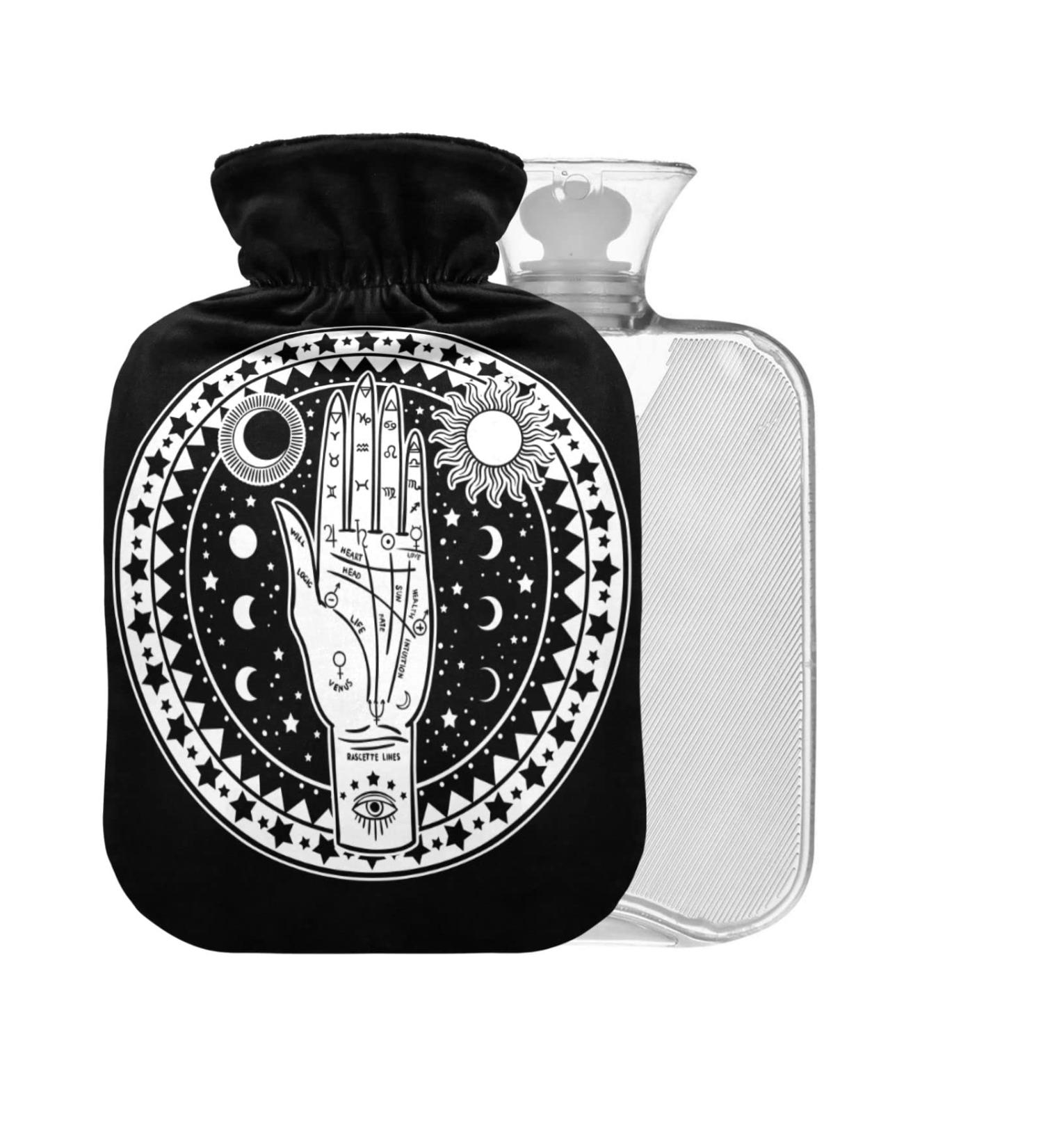 Astrology Hot Water Bottle with Cover - 1L Small Pain Relief Bag BAP-Free for Cramps & Comfort | International Shipping - Buy Online on GoSupps.com