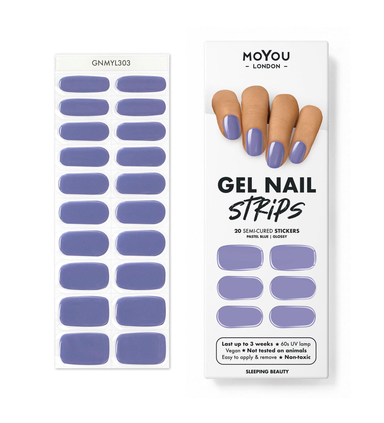 MOYOU LONDON Semi Cured Gel Nail Strips 20 Pc - Easy Apply & Remove for Salon-Quality Manicure - Buy Online on GoSupps.com