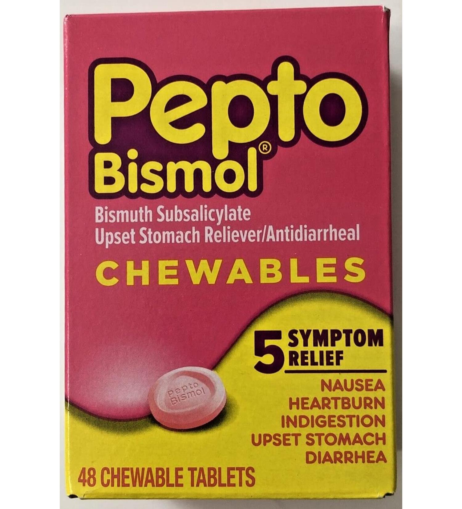 Pepto-Bismol Tablets 48ct - Fast Relief for Upset Stomach & Diarrhea - Buy Online on GoSupps.com