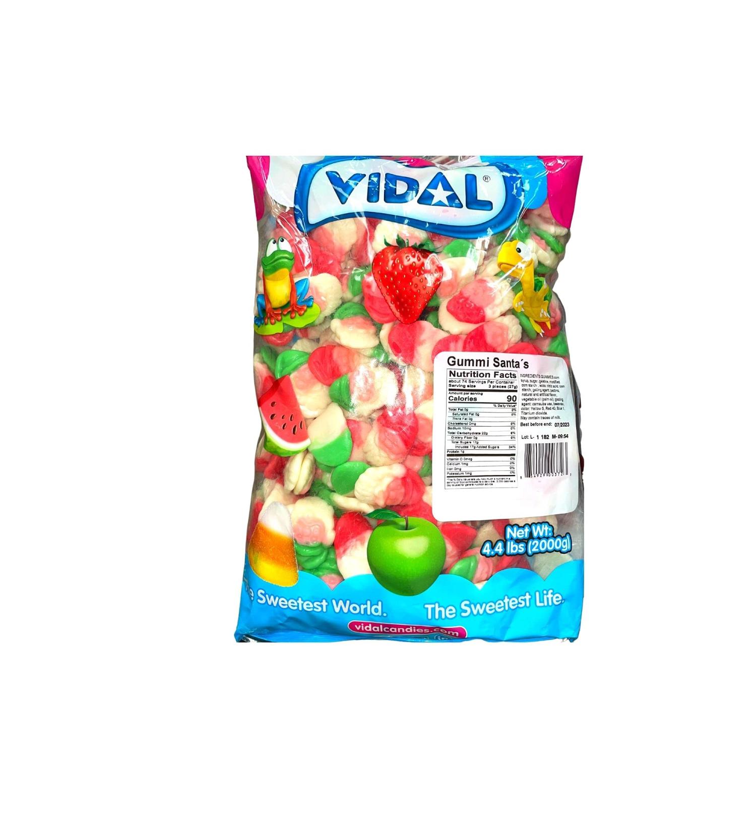 Vidal Santa Gummy Sweet Bulk Bag Sweets 2 kg of Christmas Festive Goodness - American Sweets - Gluten Free Fat Free -Tasty Fruity and Chewy - Gluten Free Fat Free - Buy Online on GoSupps.com
