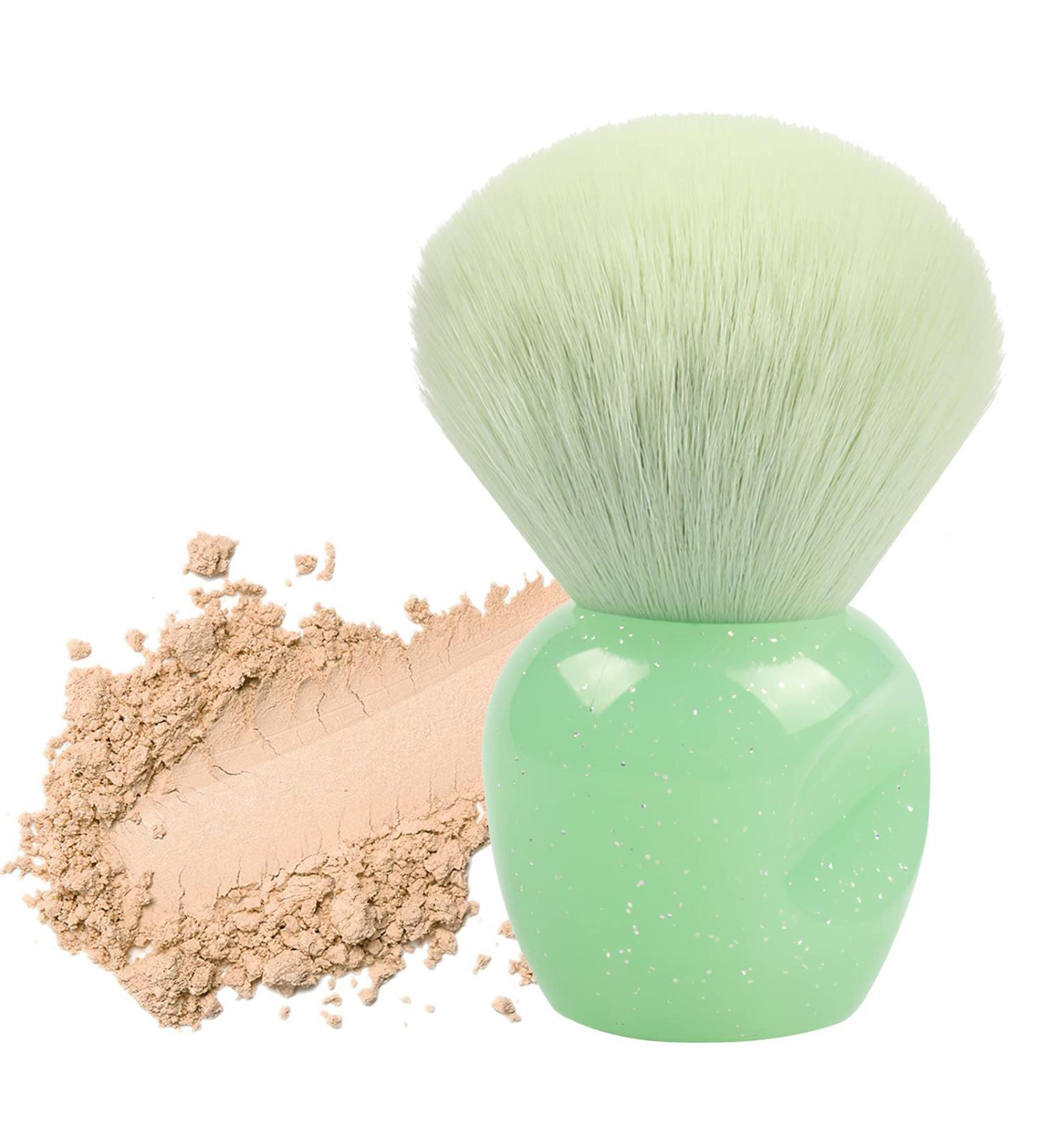 Large Face Brush for Powder Makeup, Blush, Setting Powder, and Bronzer - Plush Fibers (Green) - Buy Online on GoSupps.com