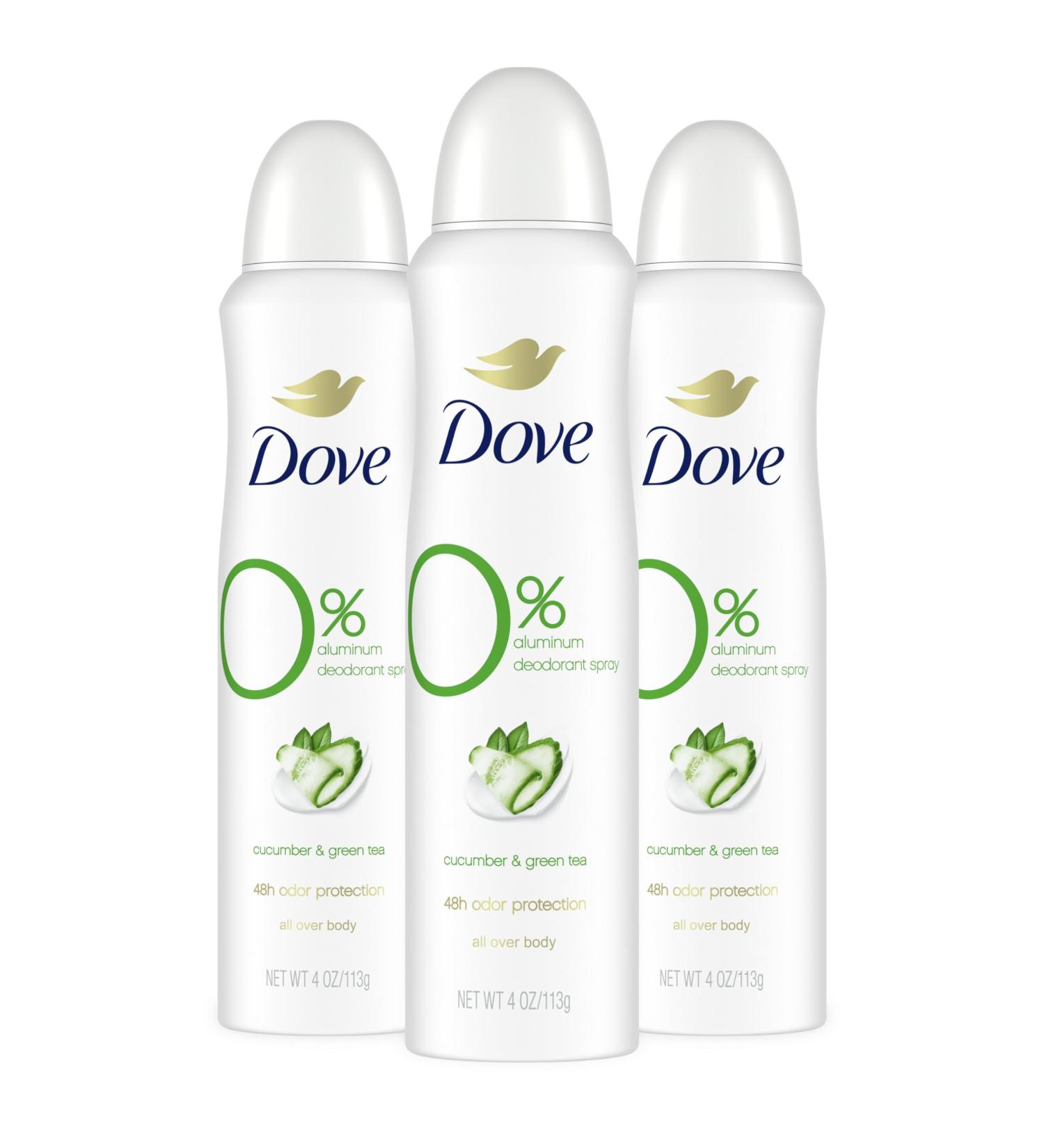 Dove Deodorant Spray Cucumber & Green Tea 3 Count For 48 Hour Protection Aluminum Free Deodorant 4 oz Cucumber and Green Tea 4 Ounce (Pack of 3) - Buy Online on GoSupps.com