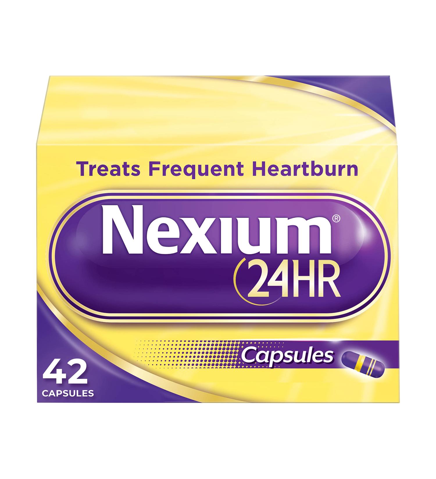 Nexium 24HR Acid Reducer Heartburn Relief Capsules for All-Day and All-Night Protection from Frequent Heartburn Heartburn Medicine with Esomeprazole Magnesium - 42 Count - Buy Online on GoSupps.com