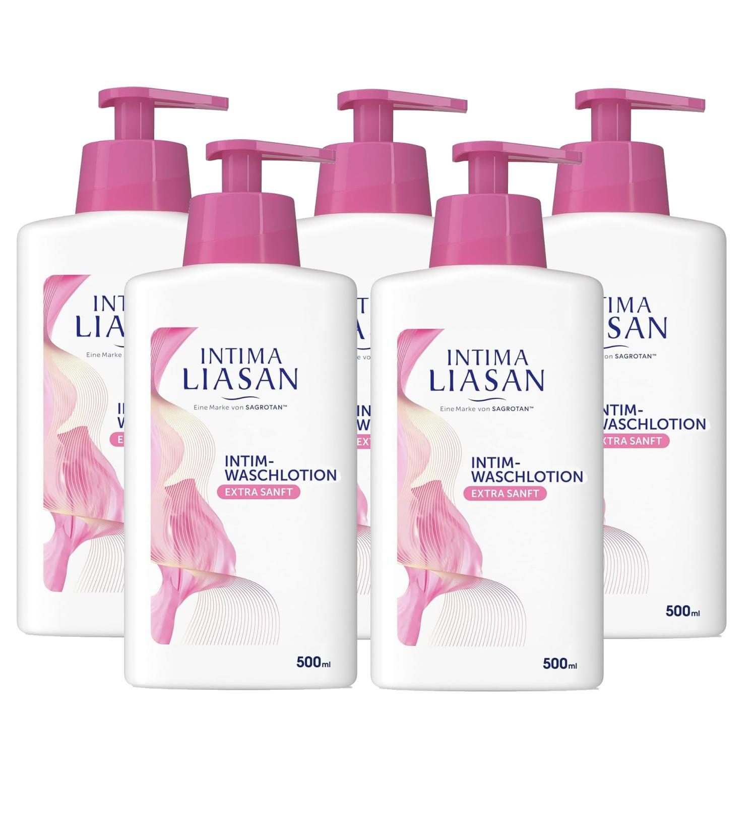 Intima Liasan by Sagrotan - Extra Sensitive Intimate Wash Lotion | Mild Care for Sensitive Skin | Alcohol Soap & Dye Free | 5 x 500 ml - Buy Online on GoSupps.com