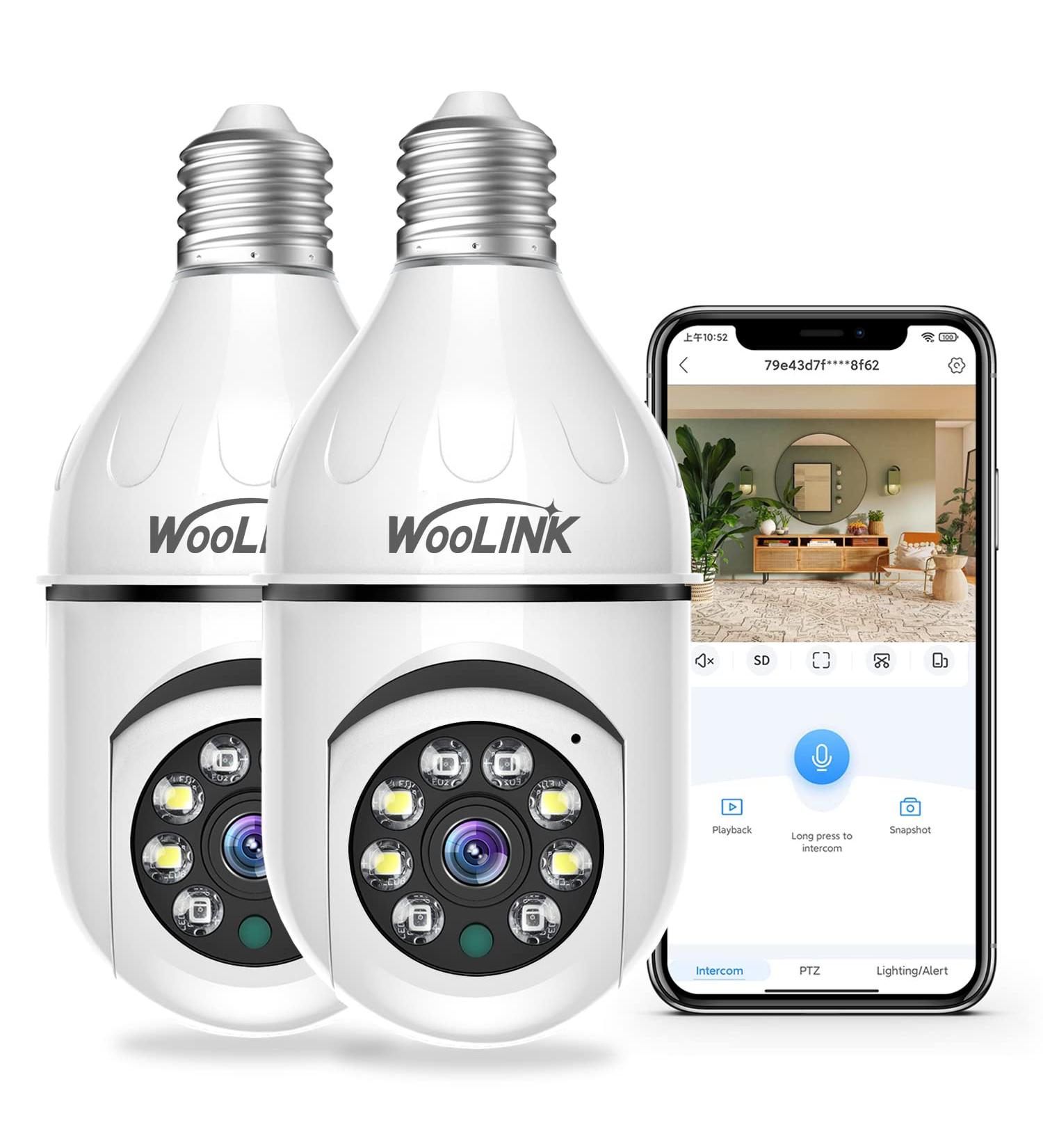WOOLINK 2PCS 3MP Light Bulb Security Camera | Wireless WiFi 360 Home Camera with Night Vision & Two-Way Audio | Motion Detection & Cloud Storage | Remote Access - Buy Online on GoSupps.com