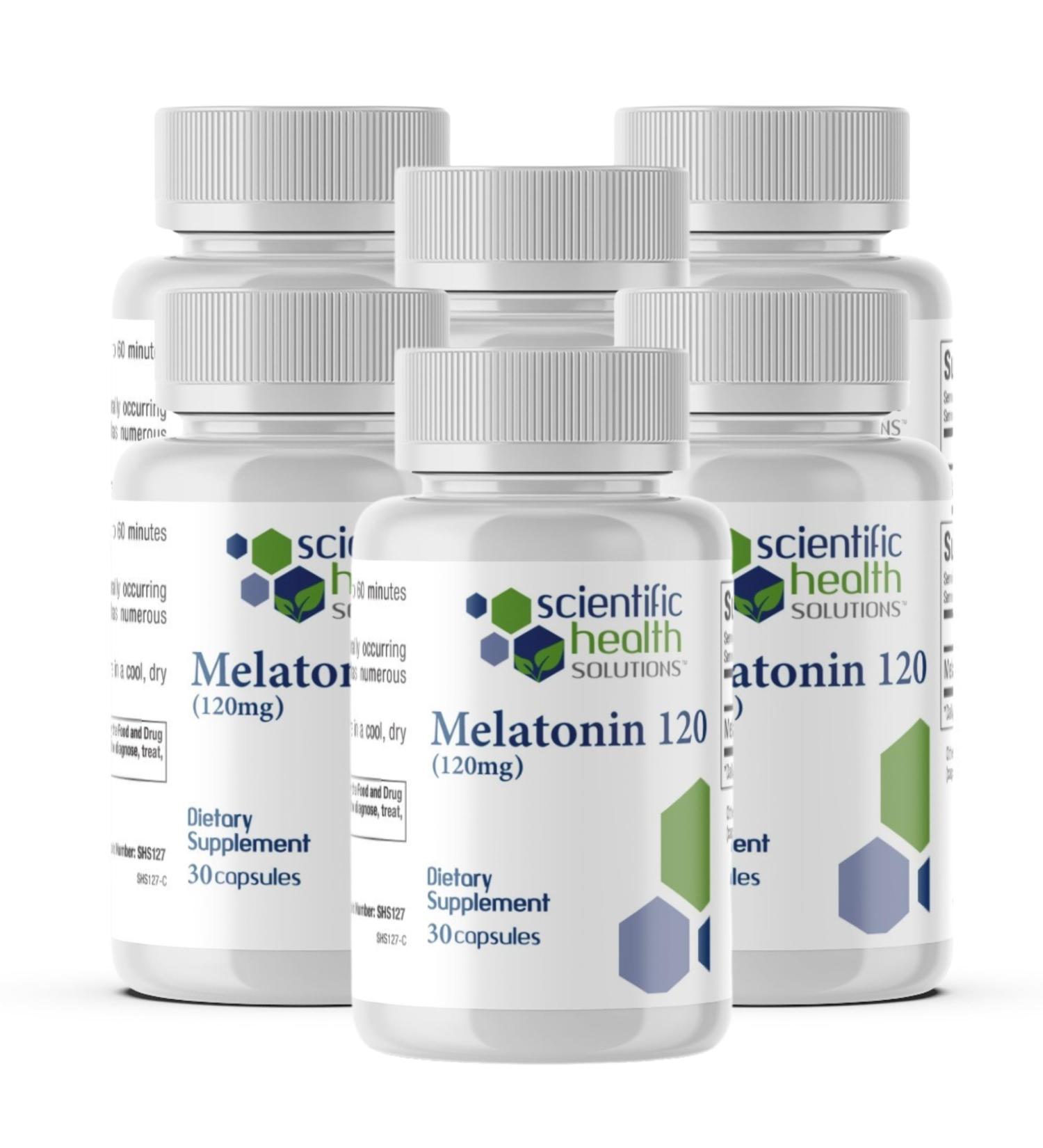 Scientific Health Solutions Melatonin 120mg | Single-Dose Melatonin in Easy-to-Swallow Capsules | Vegan Non-GMO & Gluten-Free | US-Made Extra Strength Melatonins (6-Pack)
