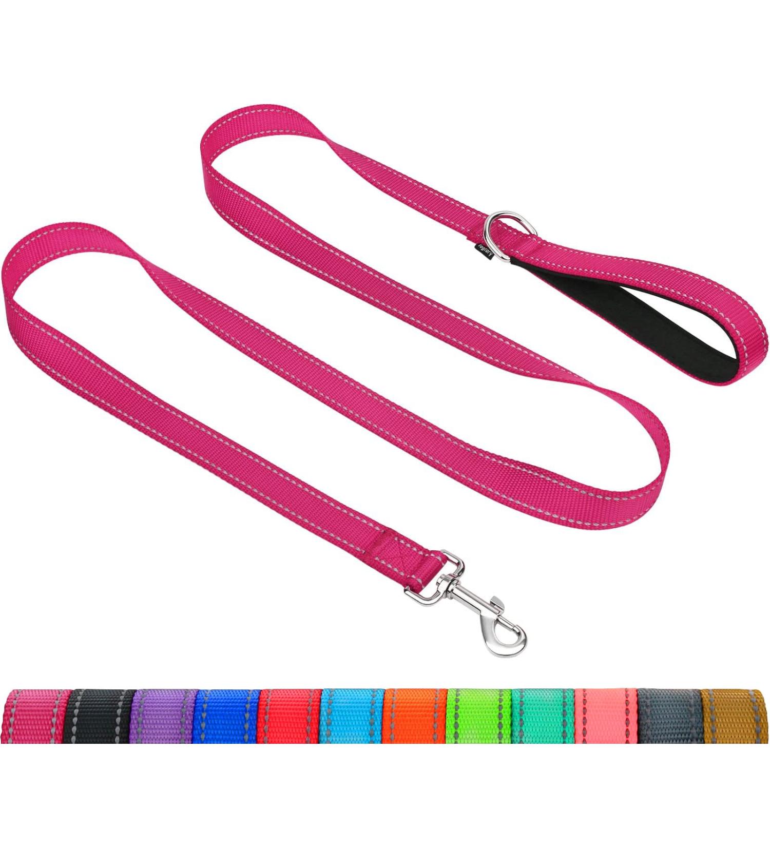 Taglory Reflective Dog Leash for Small Dogs - Padded Handle Lightweight 1.2m x 2cm Up to 10kg - Pink | 1-Pack - Buy Online on GoSupps.com