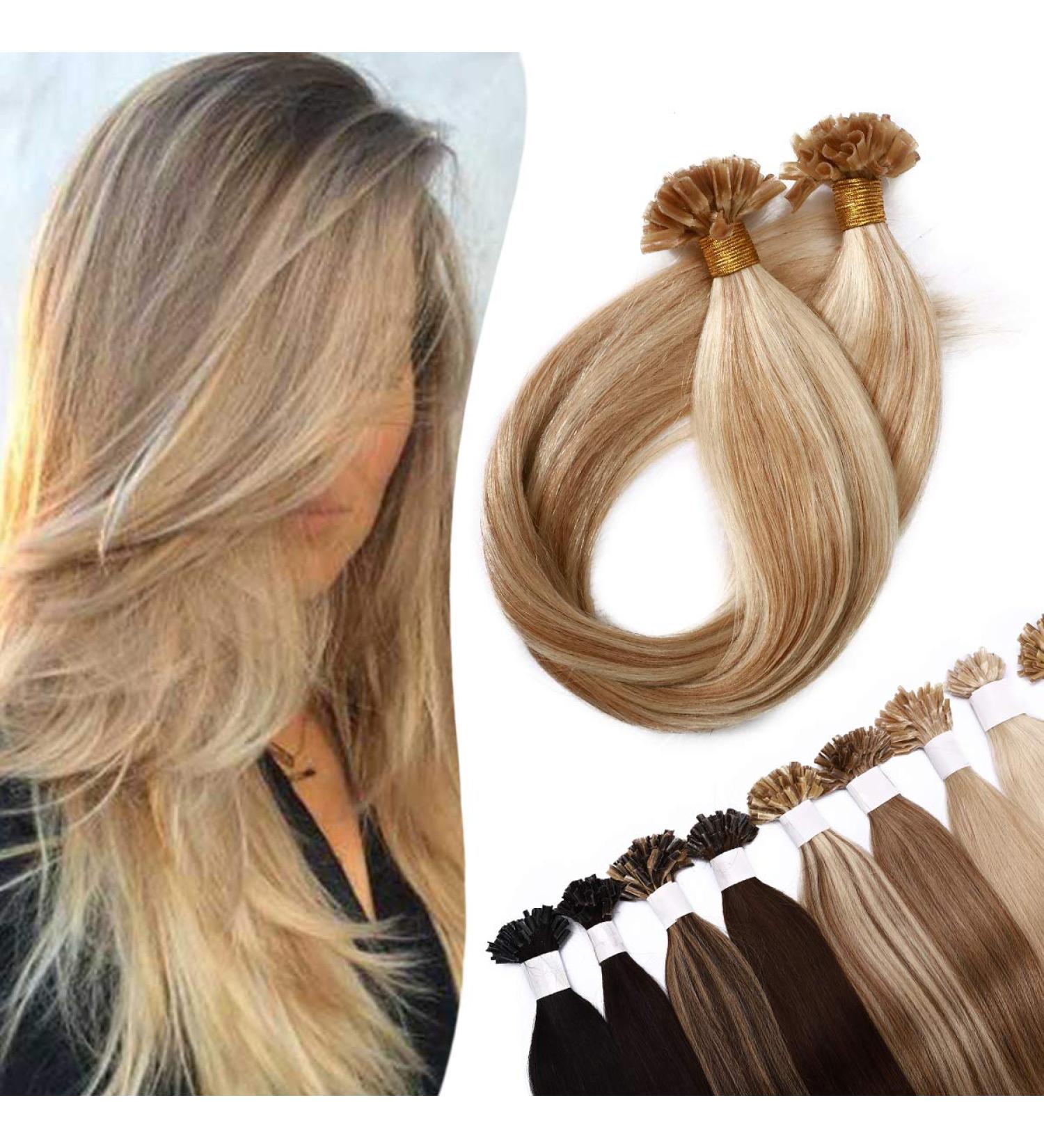 SEGO Real Hair Extensions - 200 Strands Keratin U-Tip Honey Blonde #18p613 - 22 (56cm) 100g Human Hair - Buy Online on GoSupps.com