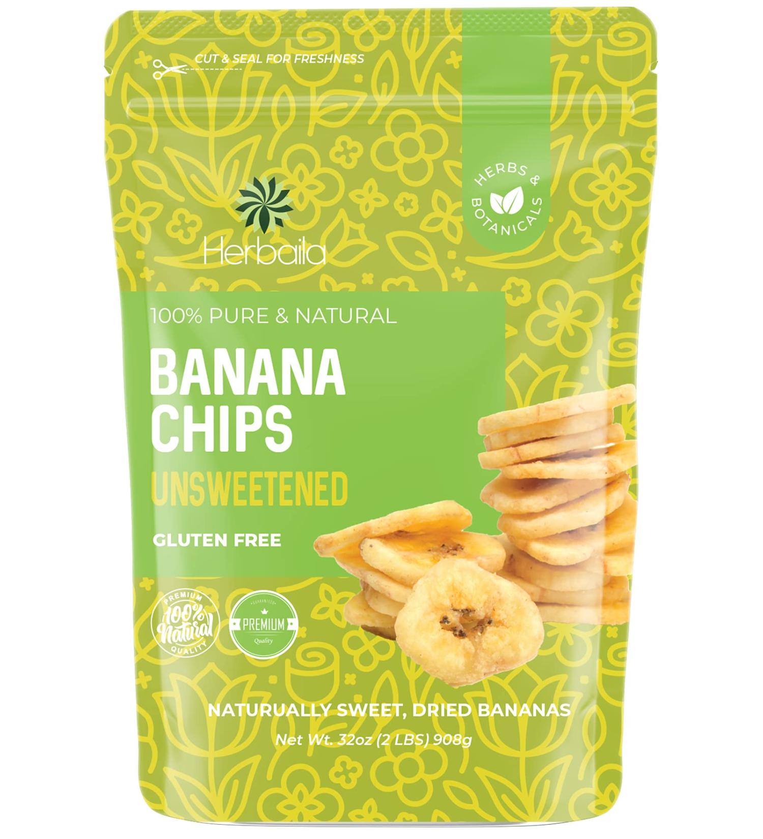 Dried Unsweetened Banana Chips Bulk - 1 lb | Dehydrated Banana Slices, Crisps | All Natural, Non-GMO - 16 oz - Buy Online on GoSupps.com