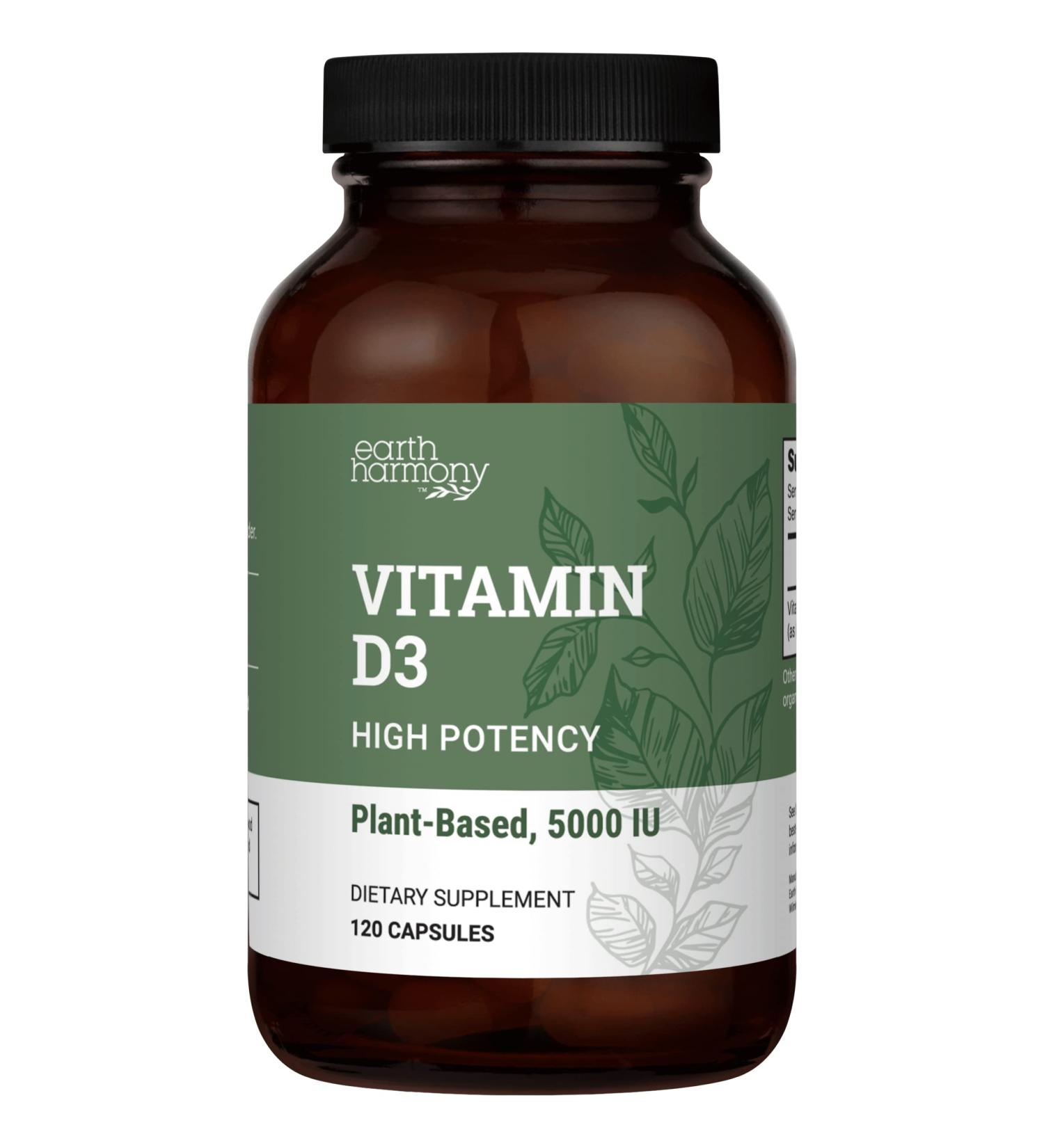 Vegan Vitamin D3 5000 IU Supplement for Immune Health & Strong Bones - 120 Capsules - Buy Online on GoSupps.com