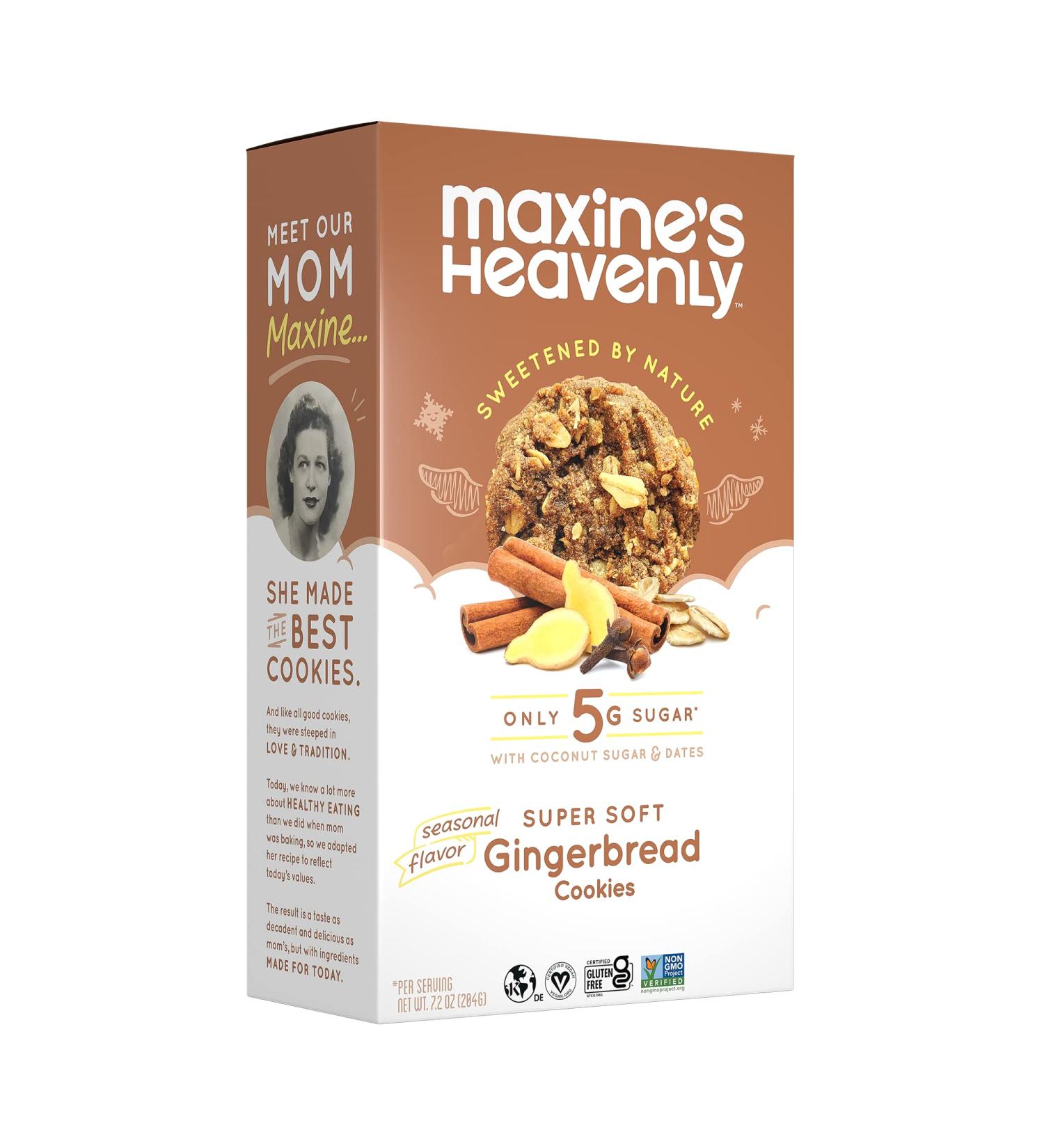 Maxine's Heavenly Vegan Gingerbread Cookies | Gluten Free & Dairy Free | Low Sugar | 7.2 oz (1 pack) - Buy Online on GoSupps.com