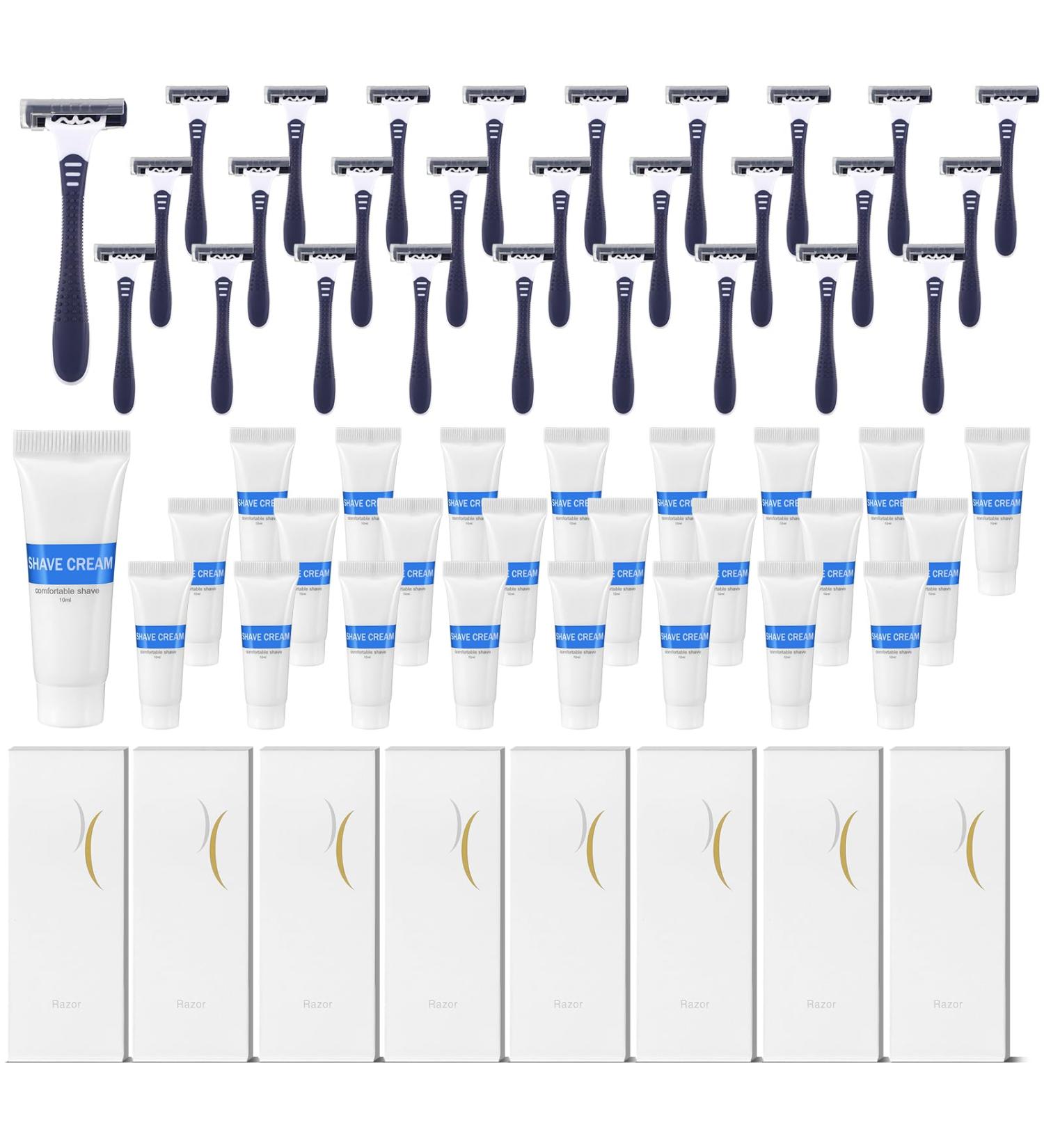 Bulk Hushee Shave Kit - 100 Pack Travel Shaving Cream & Disposable Razors for Hotels Camping & Shelters - Buy Online on GoSupps.com
