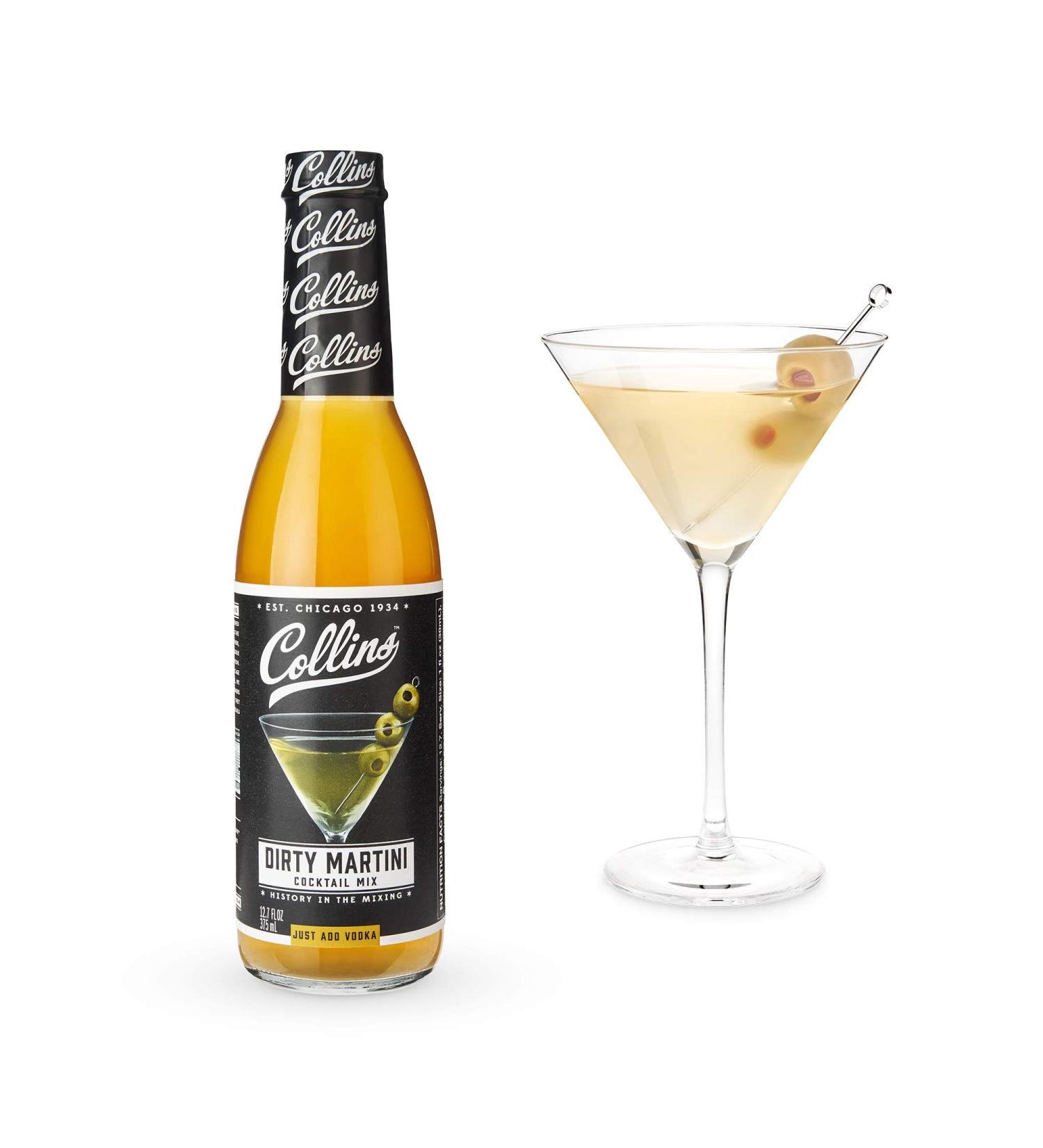 Collins Dirty Martini Mix - 12.7 Fl Oz - Made with Real Olive Brine - Classic Cocktail Recipe Ingredient - Bold Flavor - 25.4 Oz - Buy Online on GoSupps.com