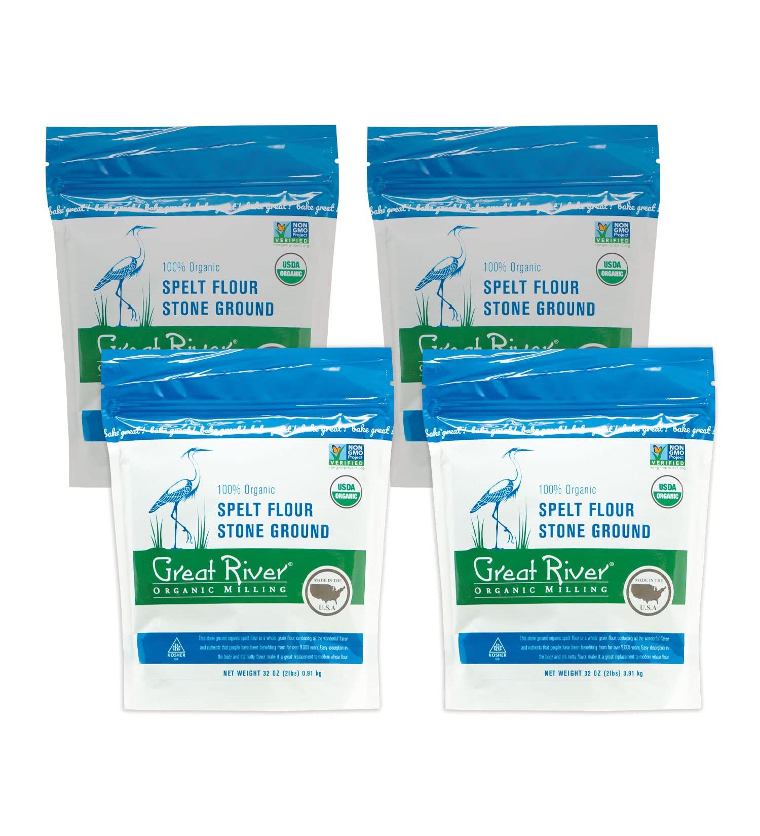 Great River Organic Milling Specialty Spelt Flour 32oz (Pack of 4) - Stone Ground, Organic - Buy Online on GoSupps.com