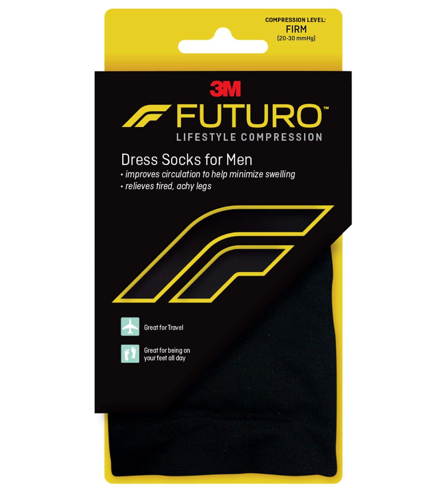 FUTURO Men's Large Black Dress Socks - Firm Compression (20-30 mm/Hg) for Comfort & Style - International Shipping - Buy Online on GoSupps.com