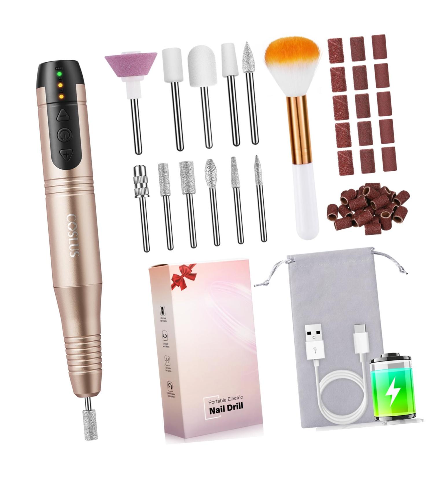 DOITOOL Golden Nail Polisher Electric Nail File Nail Files Nail Art Kit Nail Kits Nail Tools for Manicure Nail Shaper Manicure Kit for Women Miss Nail Set Plastic Automatic - Buy Online on GoSupps.com