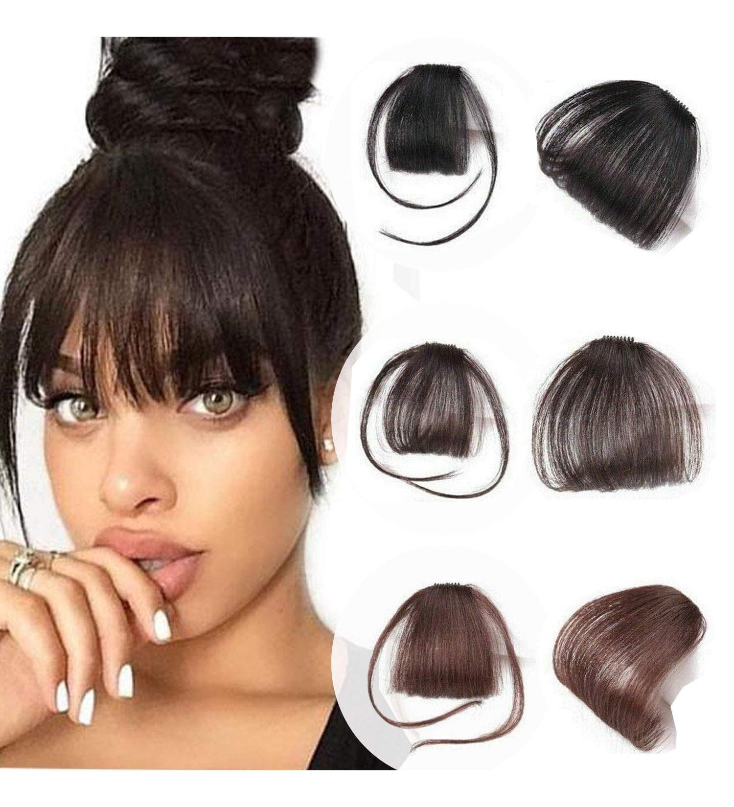 Glamza Clip In Fringe - Light Brown with Sideburns | Front Hairpiece Topper for Women - Buy Online on GoSupps.com