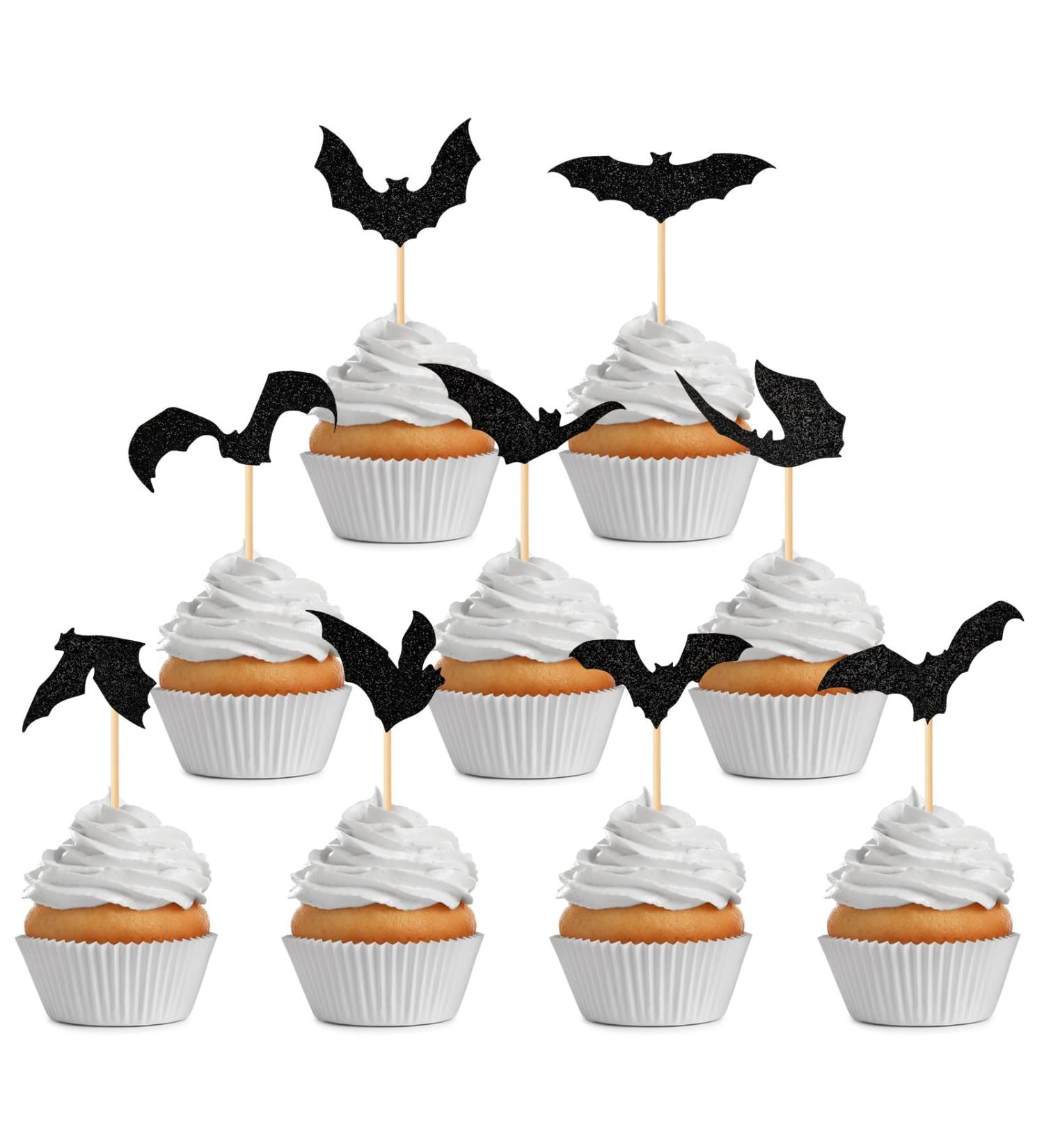 36 PCS Halloween Bat Cupcake Toppers Glitter Halloween Cupcake Picks Bat Baby Shower Cake Topper Kids Boys Girls Birthday Party Decorations Supplies Black cupcake decorations - Buy Online on GoSupps.com