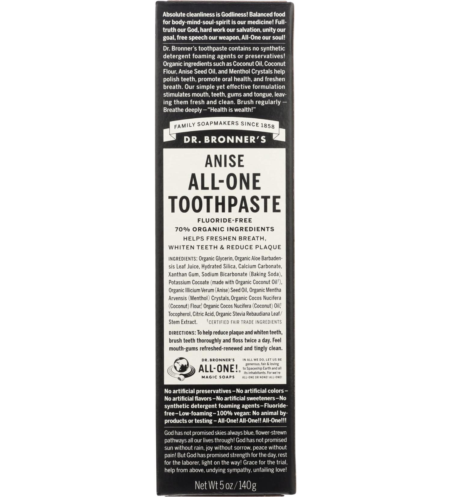 Dr. Bronner's All-One Toothpaste Anise 5 oz (Pack of 1)