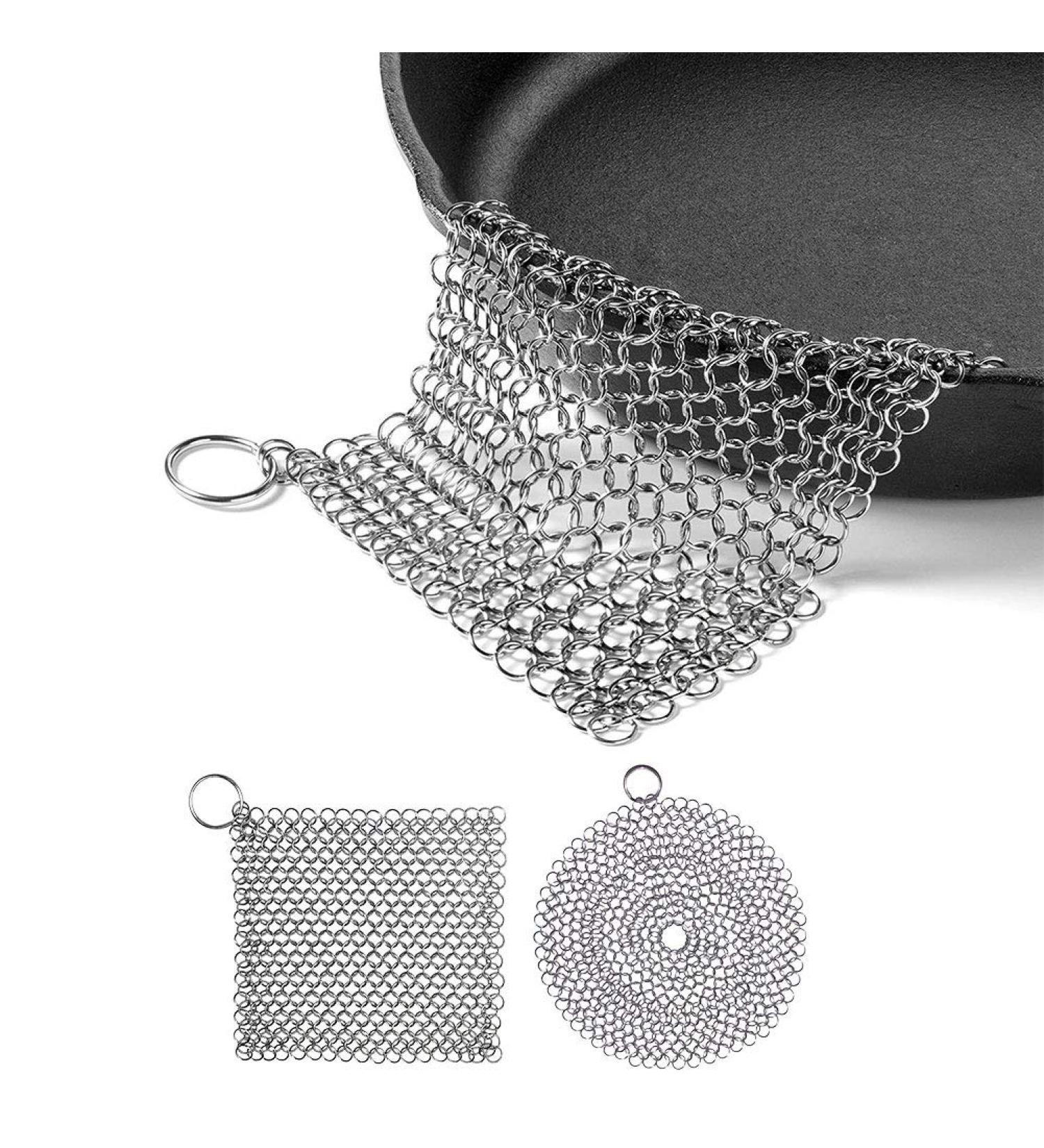 Stainless Steel Cast Iron Cleaner Abnaok 2 Packs 316L Chainmail Scrubber for Cast Iron Pan Pre-Seasoned Pan Pot Dutch Ovens Waffle Iron Pans Scraper Grill Cast Iron Skillet Scraper - Buy Online on GoSupps.com