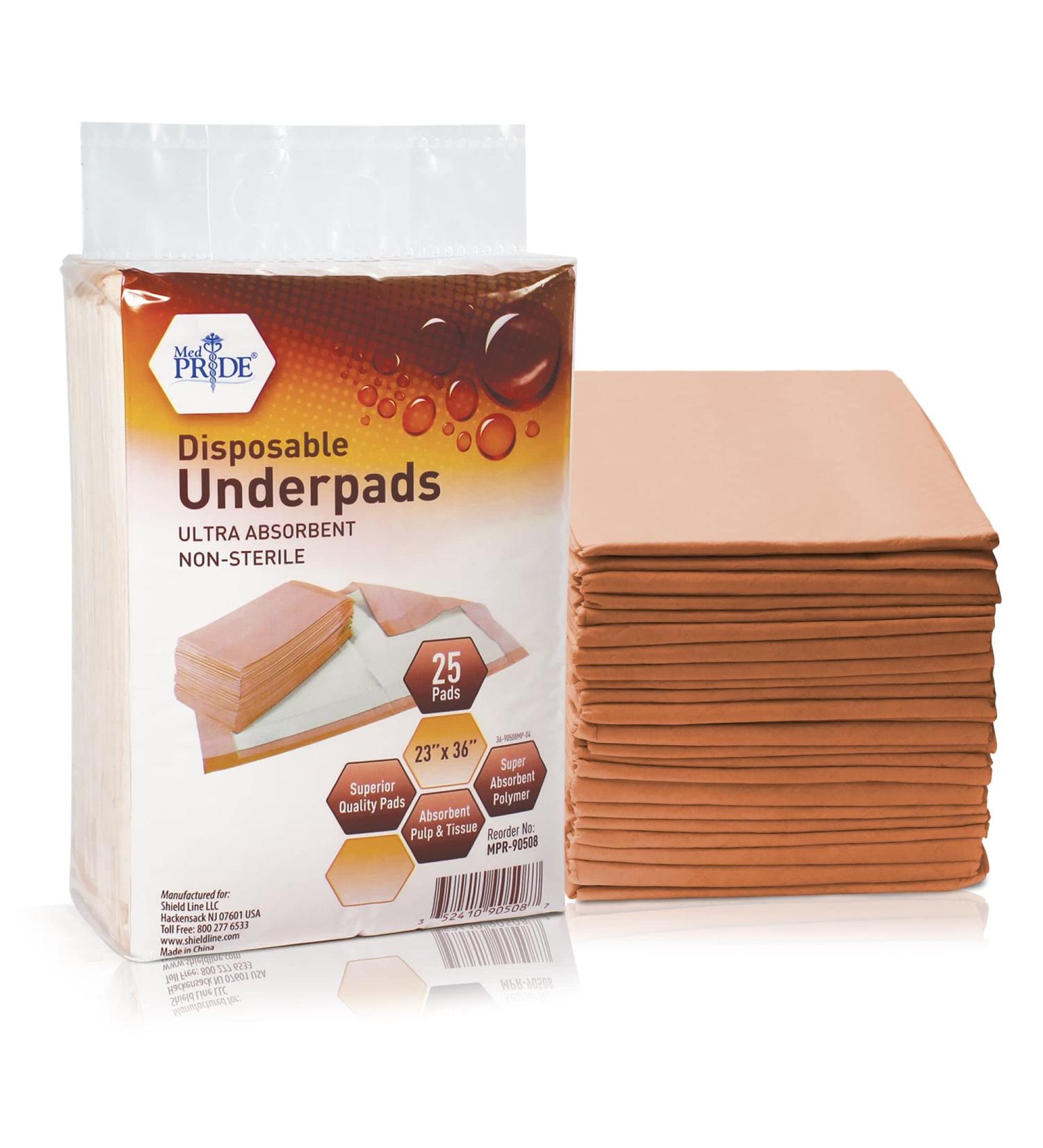 Medpride Disposable Underpads 23x36 | Super Absorbent Incontinence Pads for Kids, Adults, Elderly & Pets | 25 Count - Buy Online on GoSupps.com