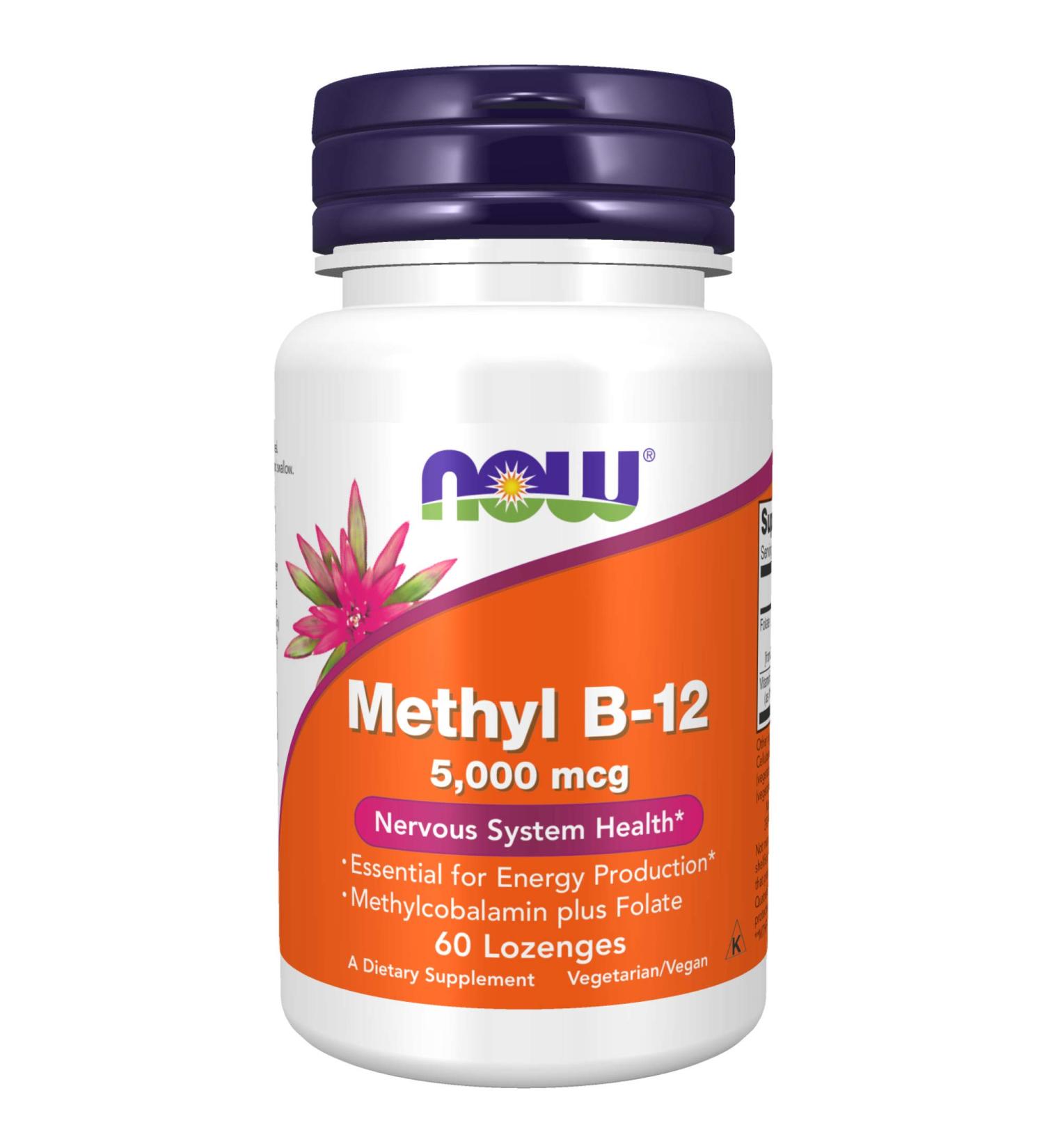 Now Foods Methyl B-12 5000 mcg - 60 Lozenges | Boost Energy & Support Nerve Health - Buy Online on GoSupps.com