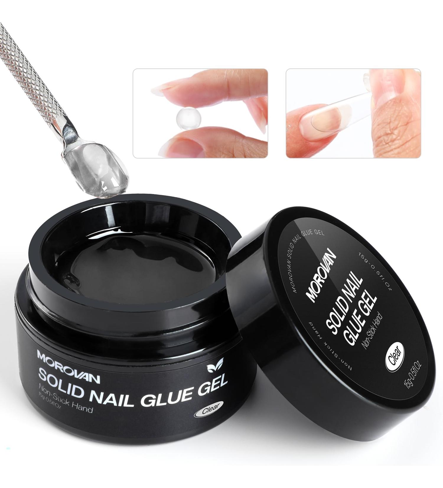 Morovan Solid Gel Nail Glue - 15g Clear UV Gel for Press-On & Acrylic Nails Strong Adhesive for Nail Extensions & Charms - Buy Online on GoSupps.com