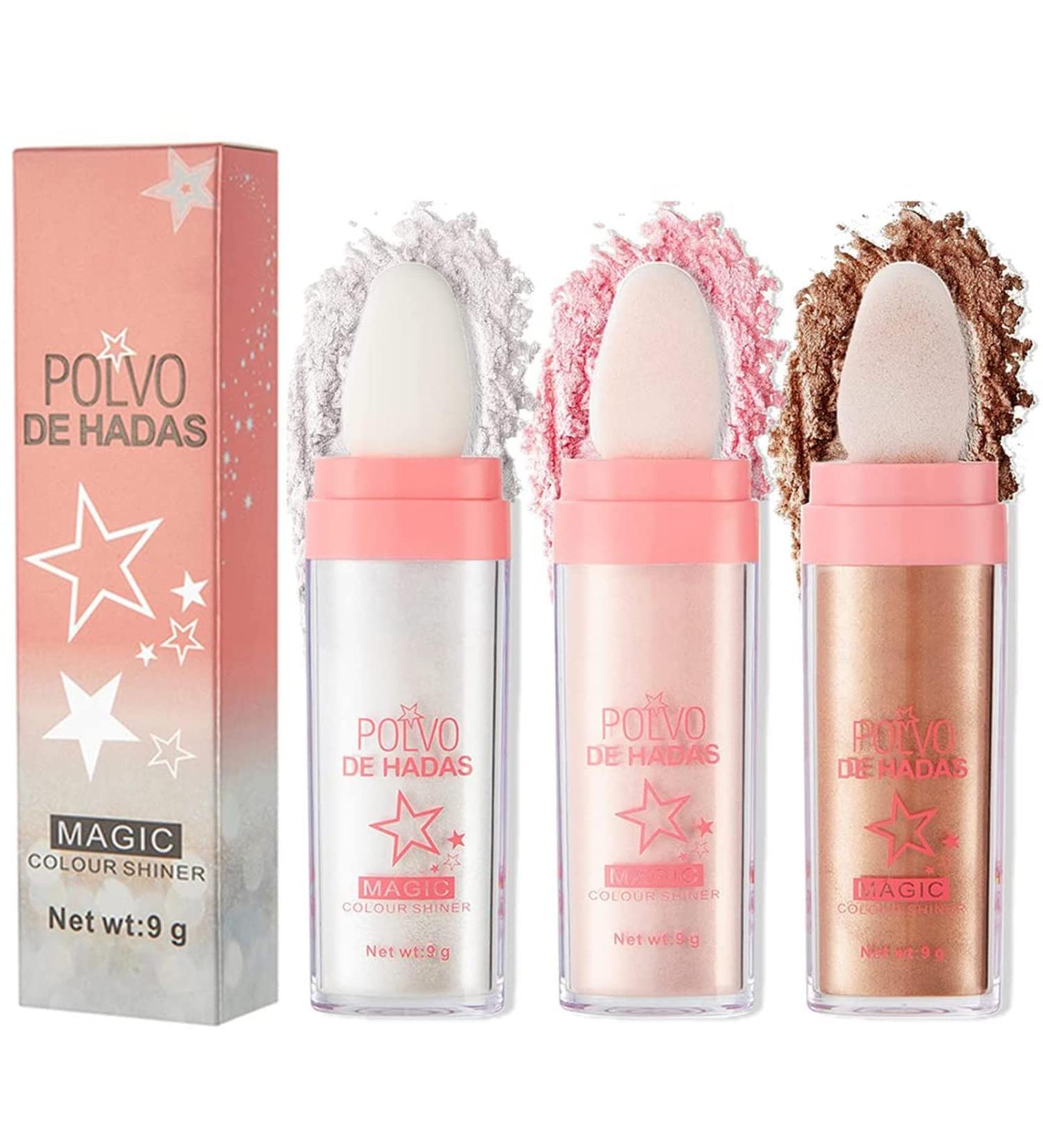 PICKX Body Glitter Powder Stick Face highlights Shimmer Face and Body Highlighter Powder with Sponge Head Magic Colour Shiner Powder for Face Body Arms Collarbones and Leg (3PC) - Buy Online on GoSupps.com