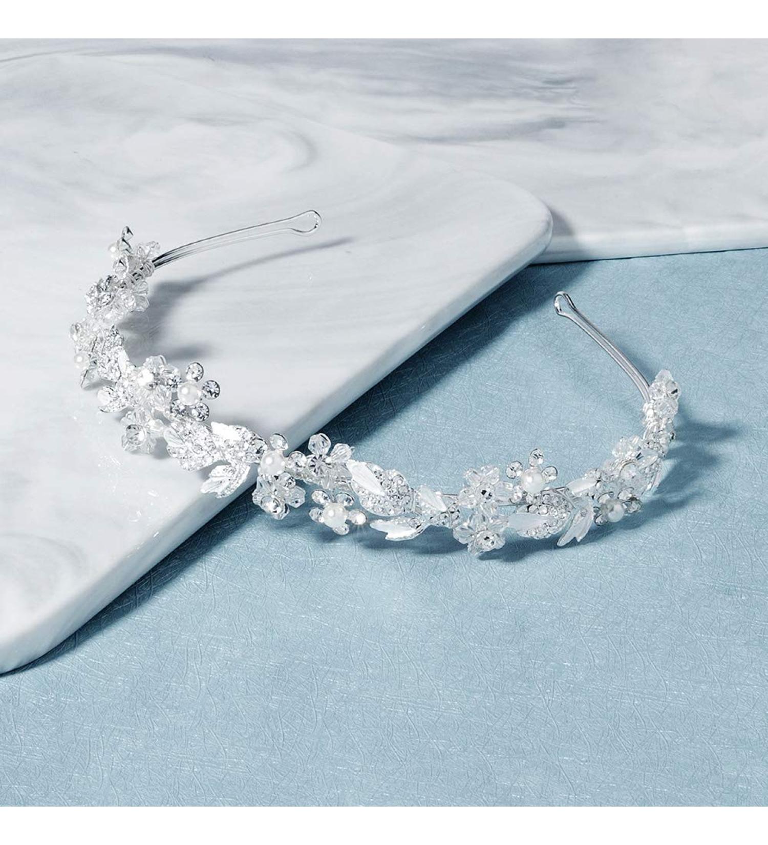 Oriamour Rhinestone Bridal Headband - Silver Hair Jewelry for Bride - Buy Online on GoSupps.com
