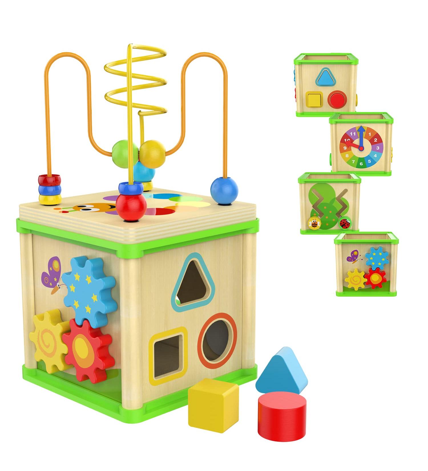 Top Bright 5-in-1 Wooden Activity Cube - Educational Motor Skills Toys for Babies 12+ Months | Perfect Gifts for Boys & Girls - Buy Online on GoSupps.com