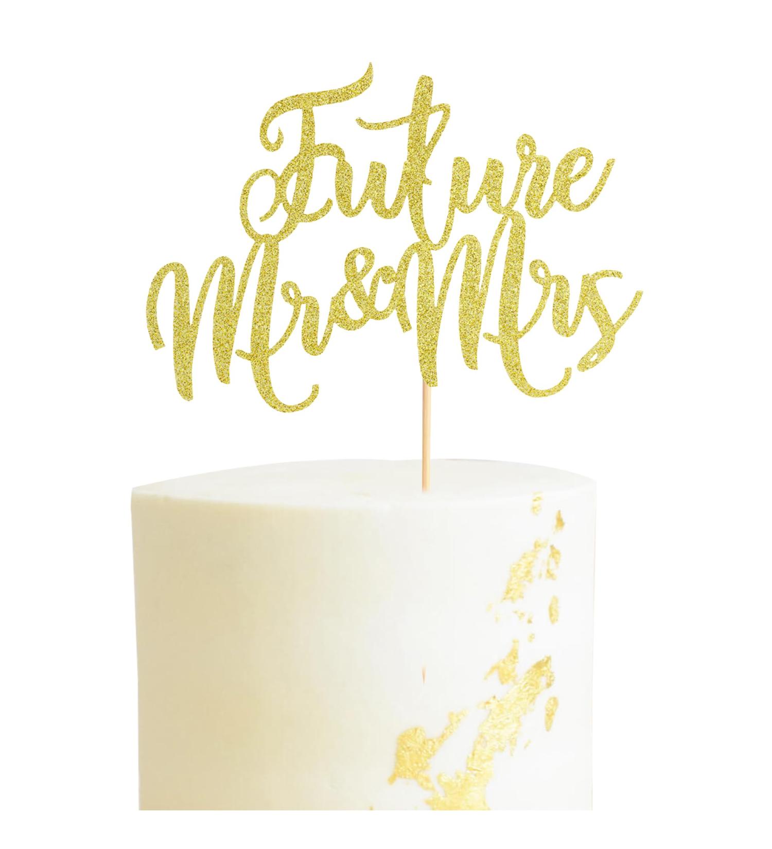 Arthsdite 1Pc Future Mr and Mrs Cake Topper Bridal Shower Cake Pick Decorations- for Wedding Engagement Theme Party Decoration Bachelor Party Decorations Supplies - Gold Glitter - Buy Online on GoSupps.com