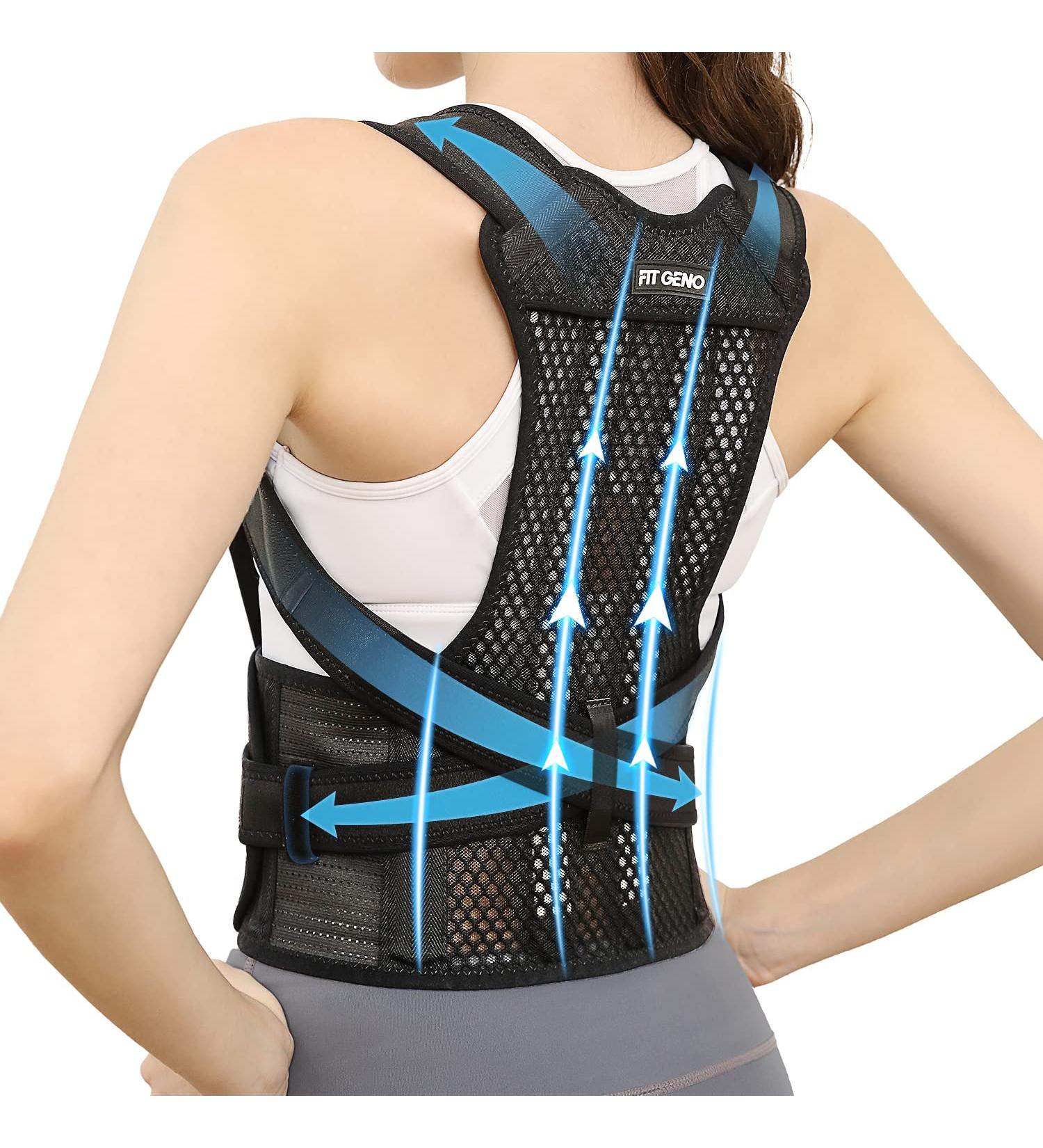 Fit Geno Back Brace for Women and Men - Adjustable & Breathable Posture Corrector for Instant Pain Relief - Large/X-Large - Buy Online on GoSupps.com